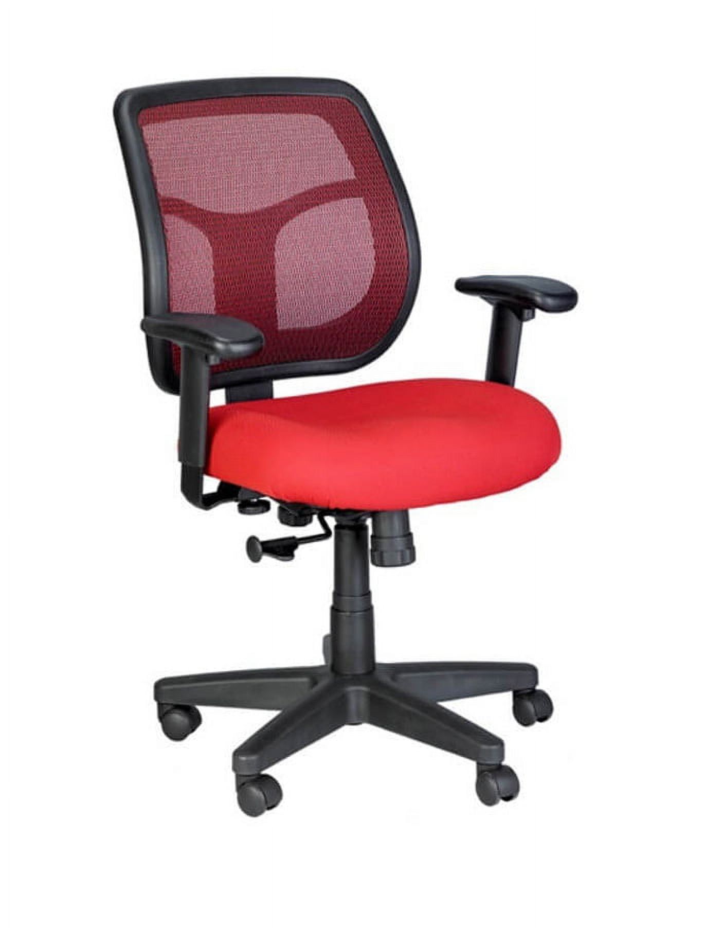 Red Mesh Mid-Back Office Chair with Adjustable Arms