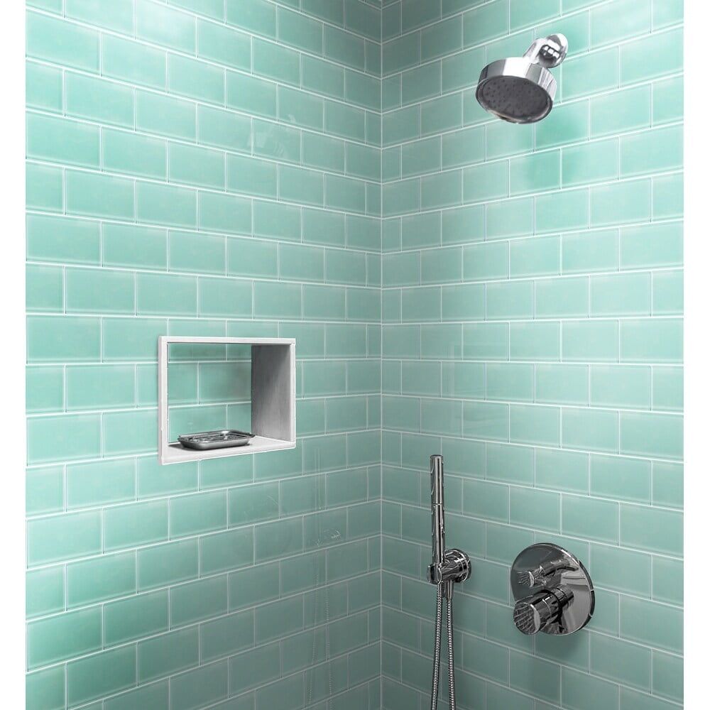 Cadet Blue 3x6 Glossy Glass Subway Tile for Walls