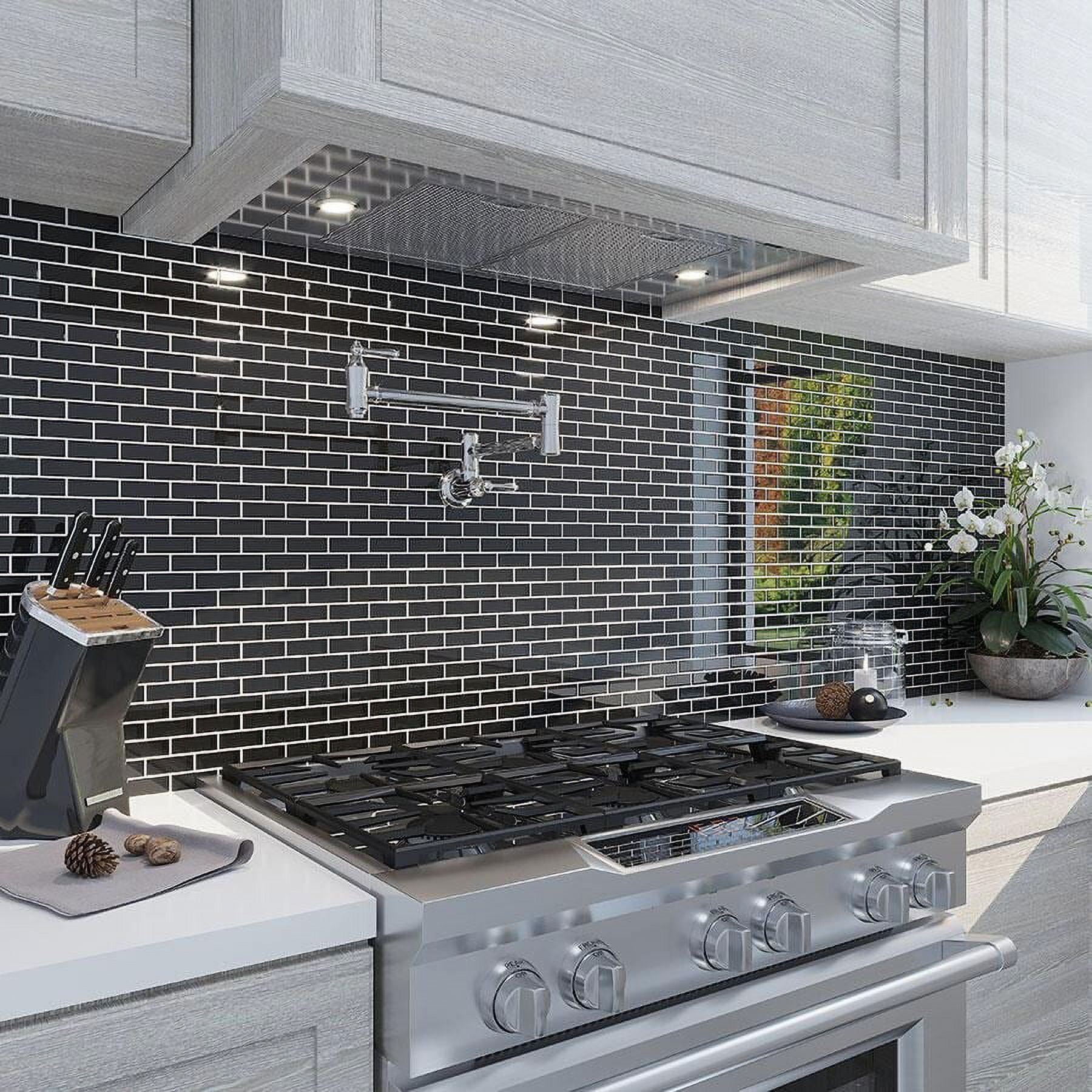 Black Polished Glass Mosaic Tile for Kitchen and Bathroom