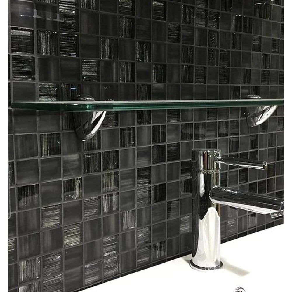 Gray and Silver Polished Glass Mosaic Tile for Kitchen and Bathroom