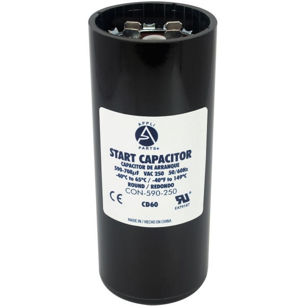 Universal Black Electric Motor Start Capacitor 590-708 Mfd 250 VAC