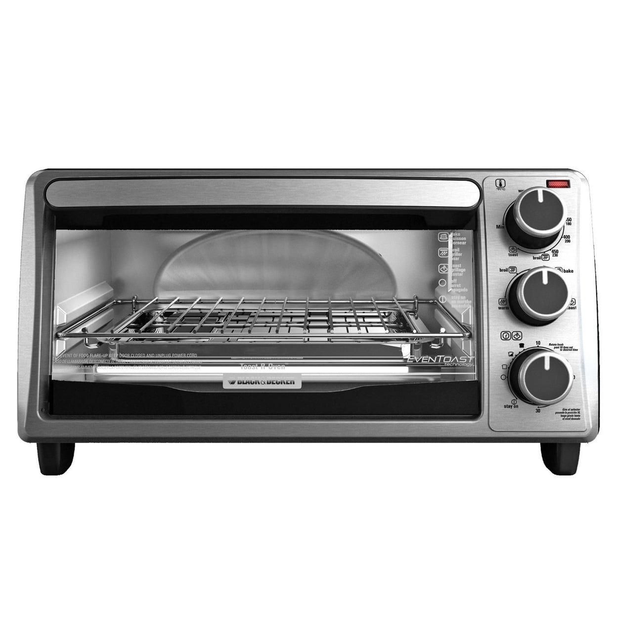 Black and Silver 4-Slice Digital Toaster Oven with Broiler