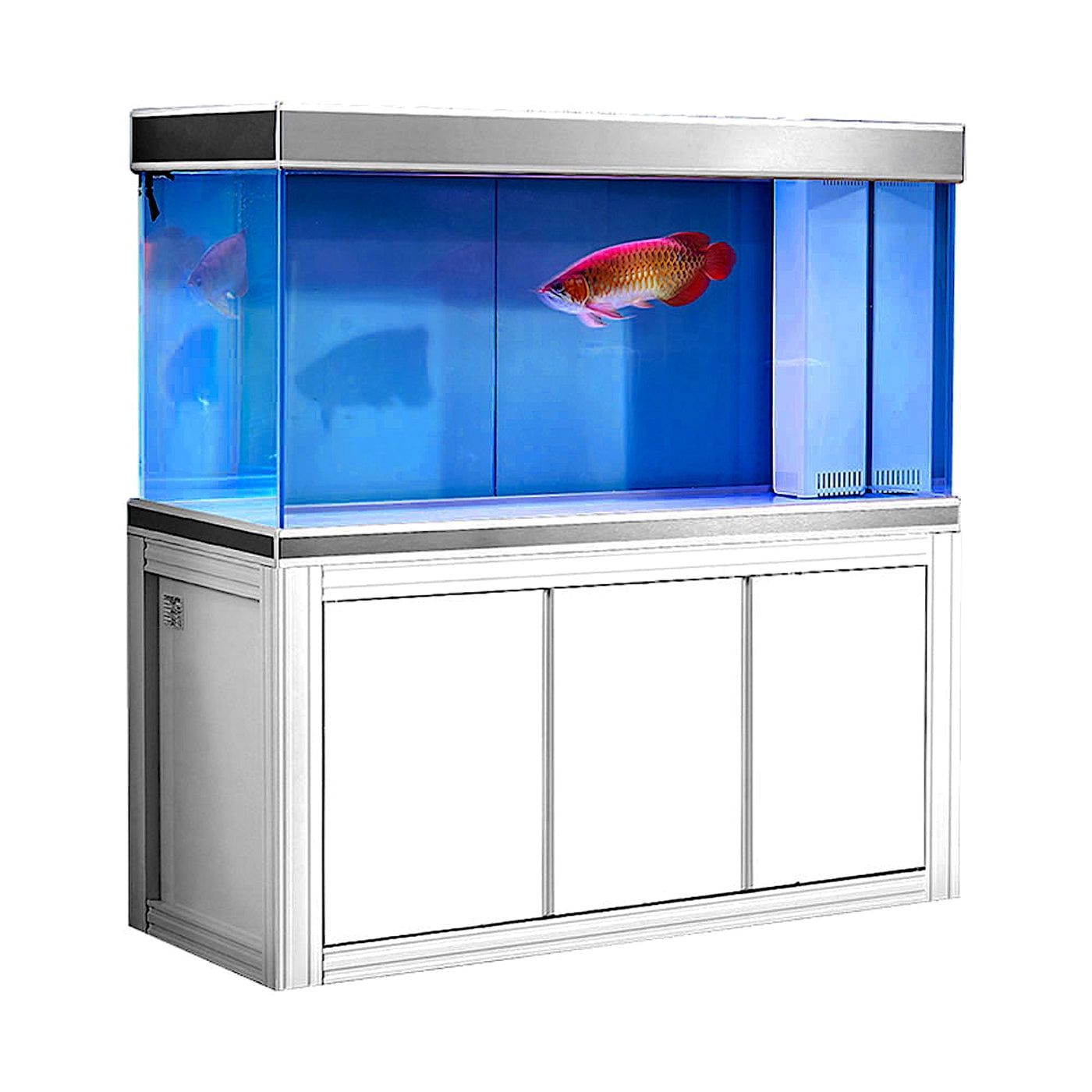 Ultra-Clear 200 Gallon White and Silver Glass Aquarium with Stand