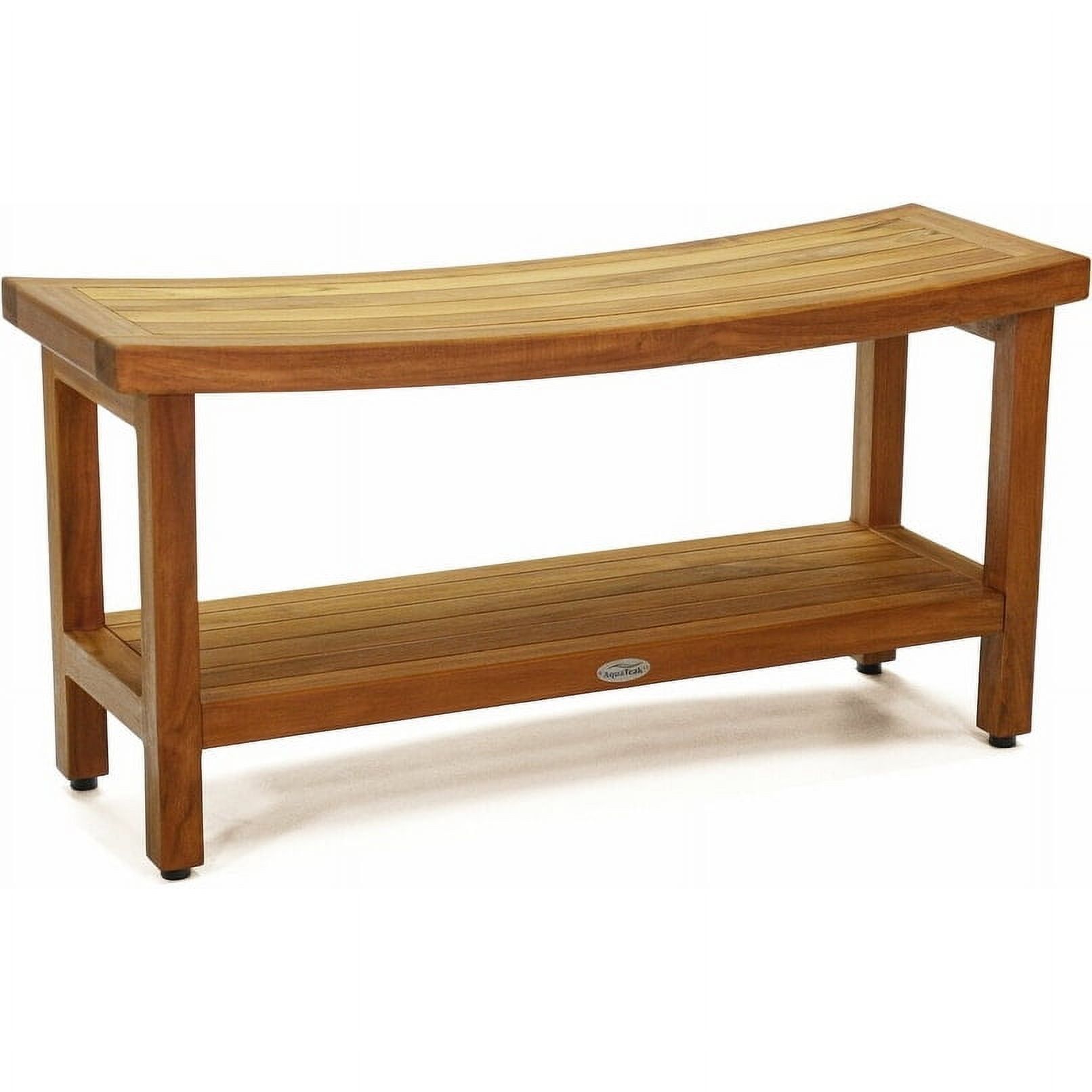 Compact Elegance Teak Spa Shower Bench with Shelf, 18"x36"