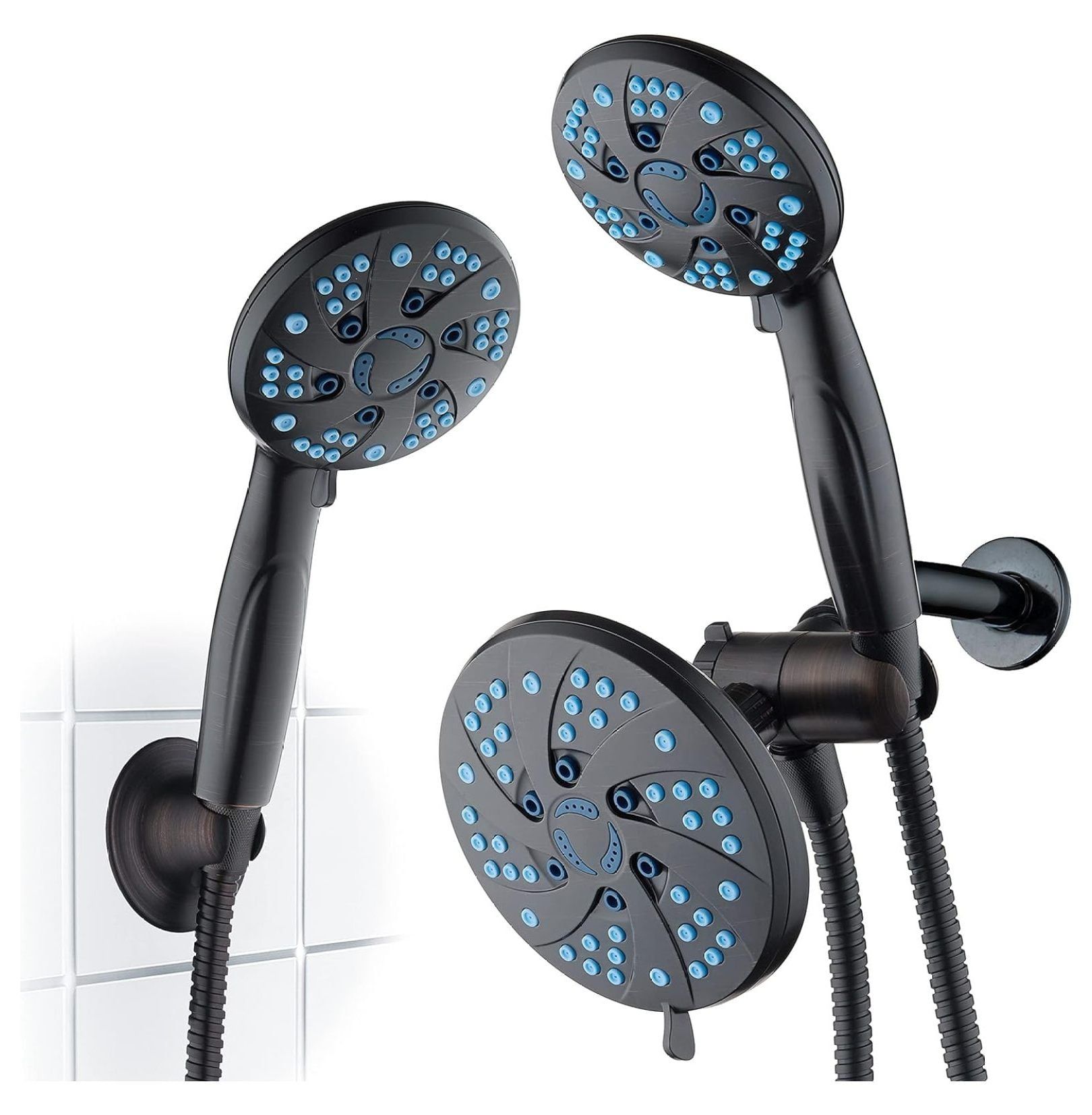 Oil Rubbed Bronze Dual Head Handheld Shower System with 6 ft Hose