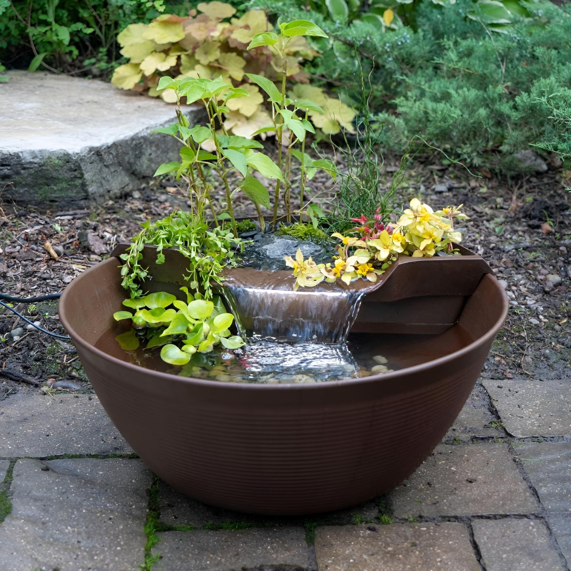 Mocha Mini Pond Kit with Waterfall and LED Light