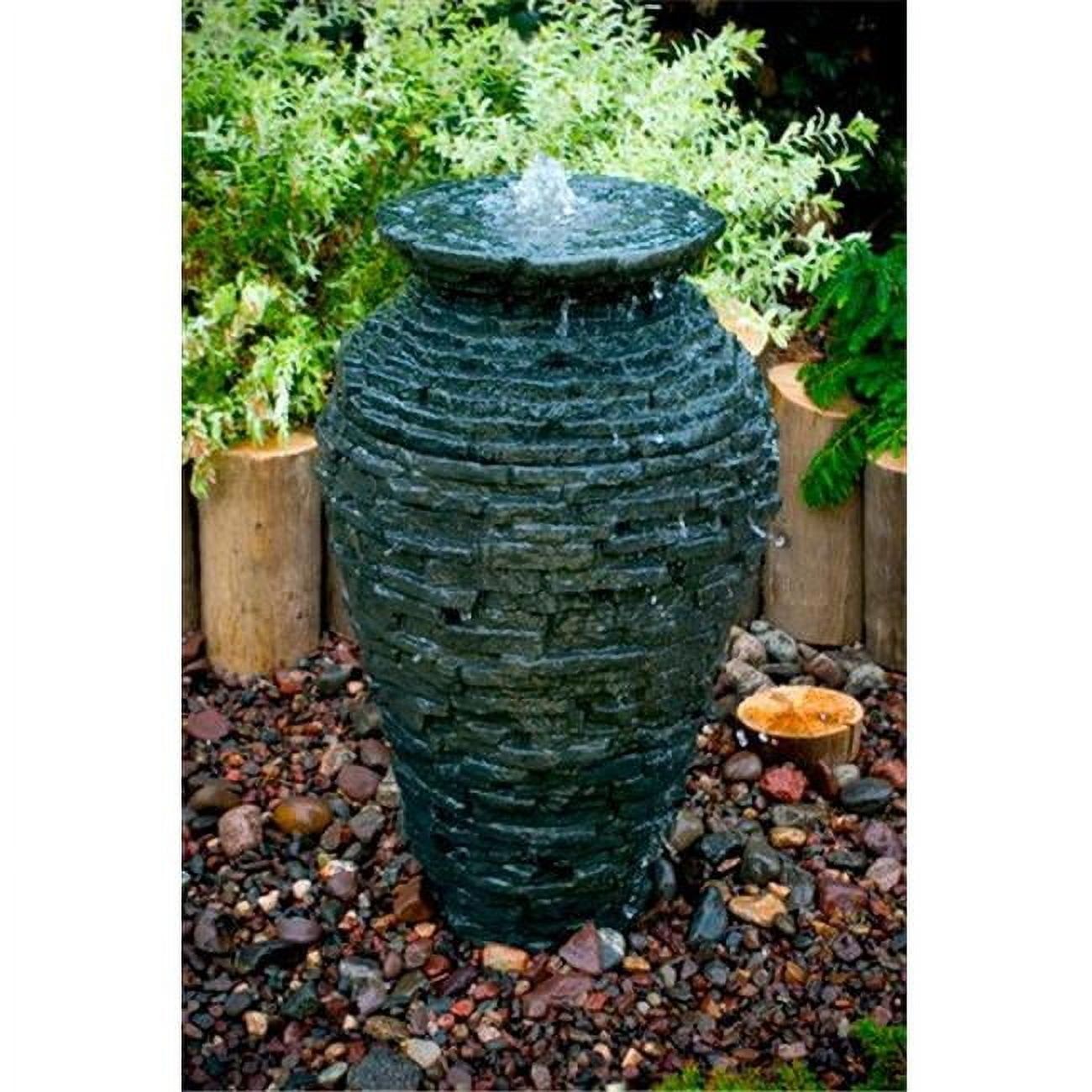 Small Black Stacked Slate Urn Fountain