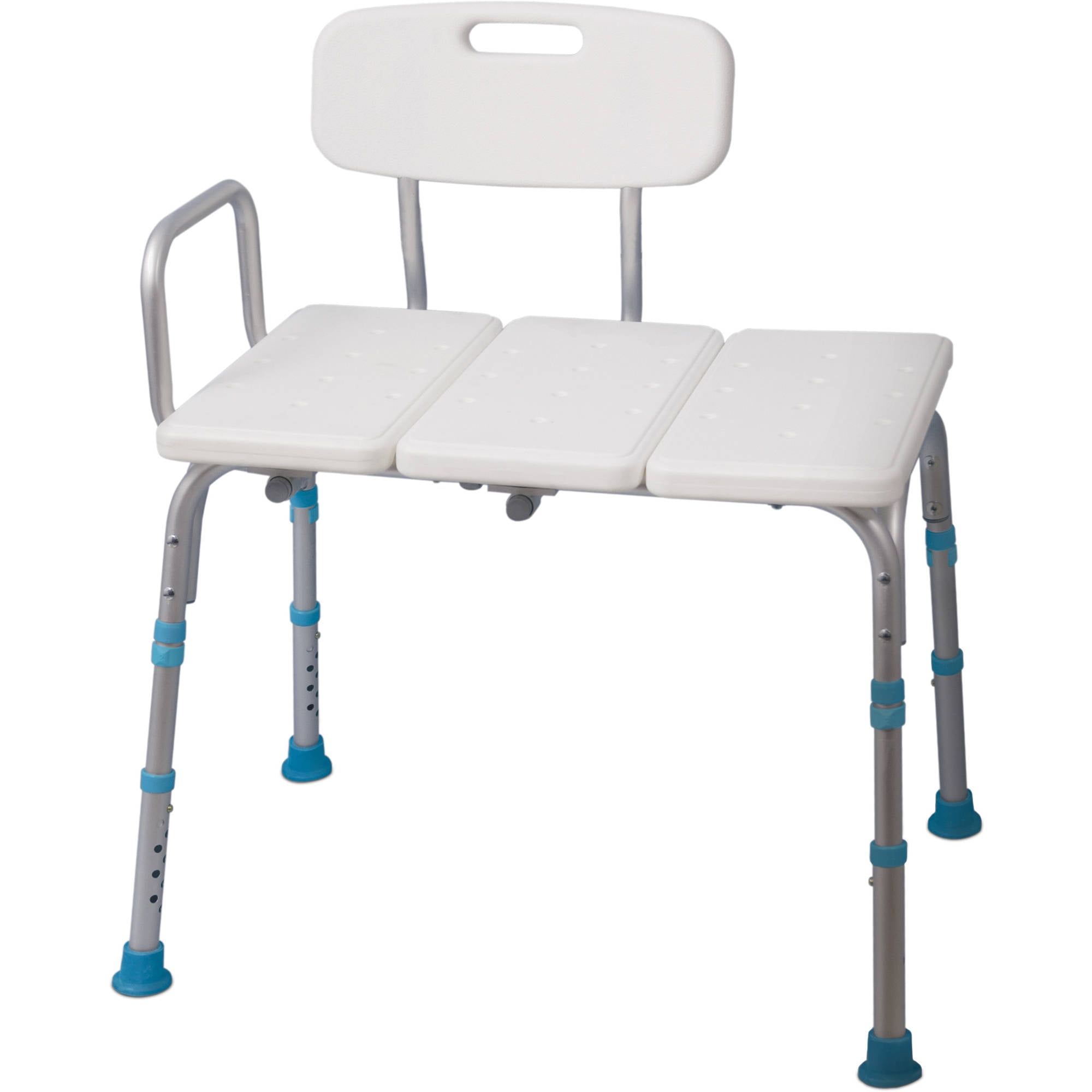 Off-White Adjustable Bath and Shower Transfer Bench with Aluminum Legs