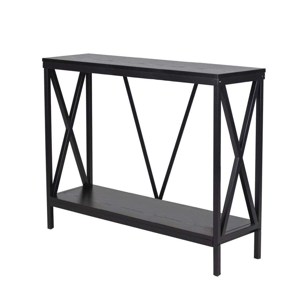 Black Steel X-Frame Aquarium Stand with Lower Shelf