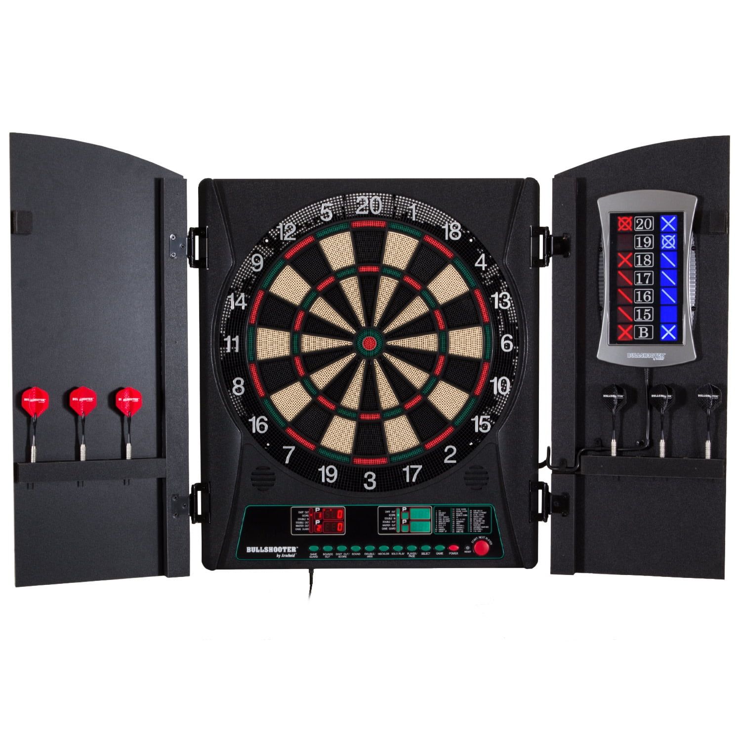 Arachnid Cricket Maxx 1.0 Electronic Dartboard Cabinet Set with Soft Tip Darts