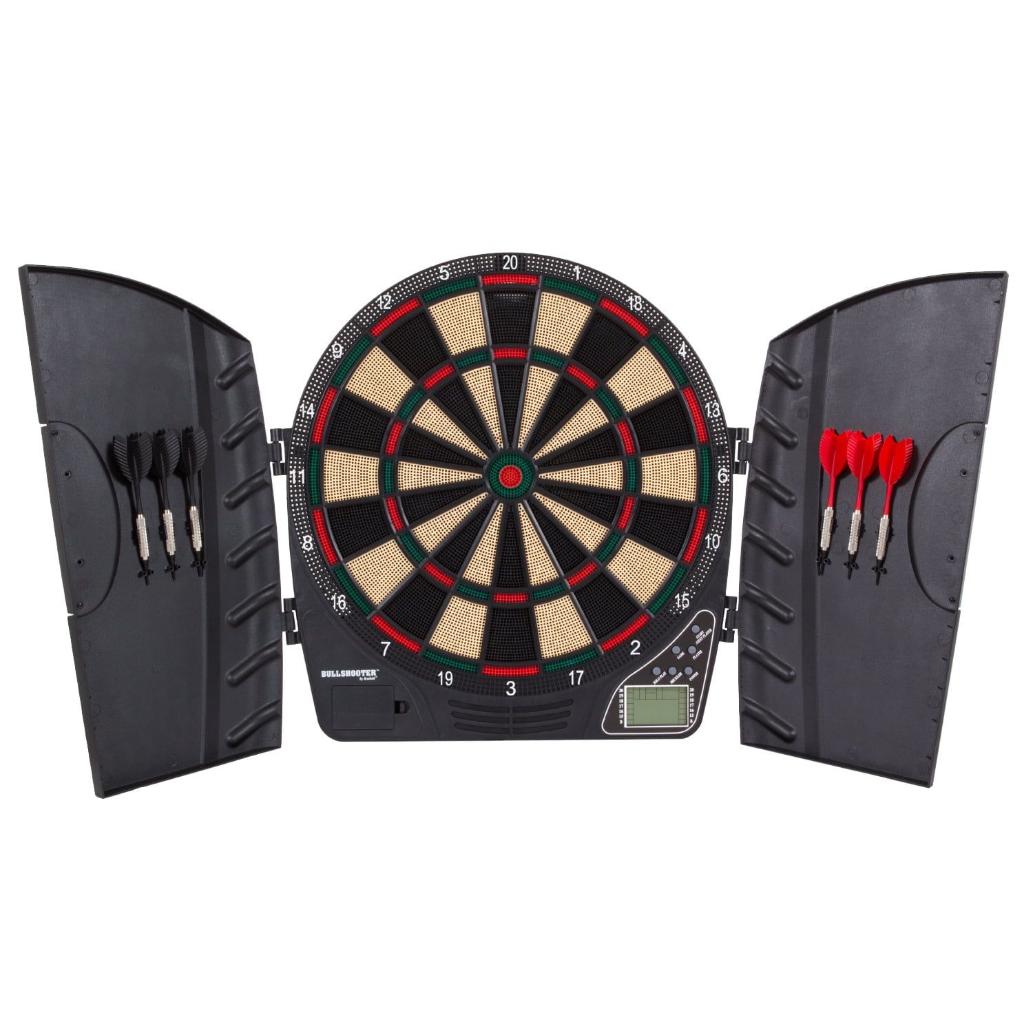 Black Electronic Dartboard with Cabinet and LCD Display