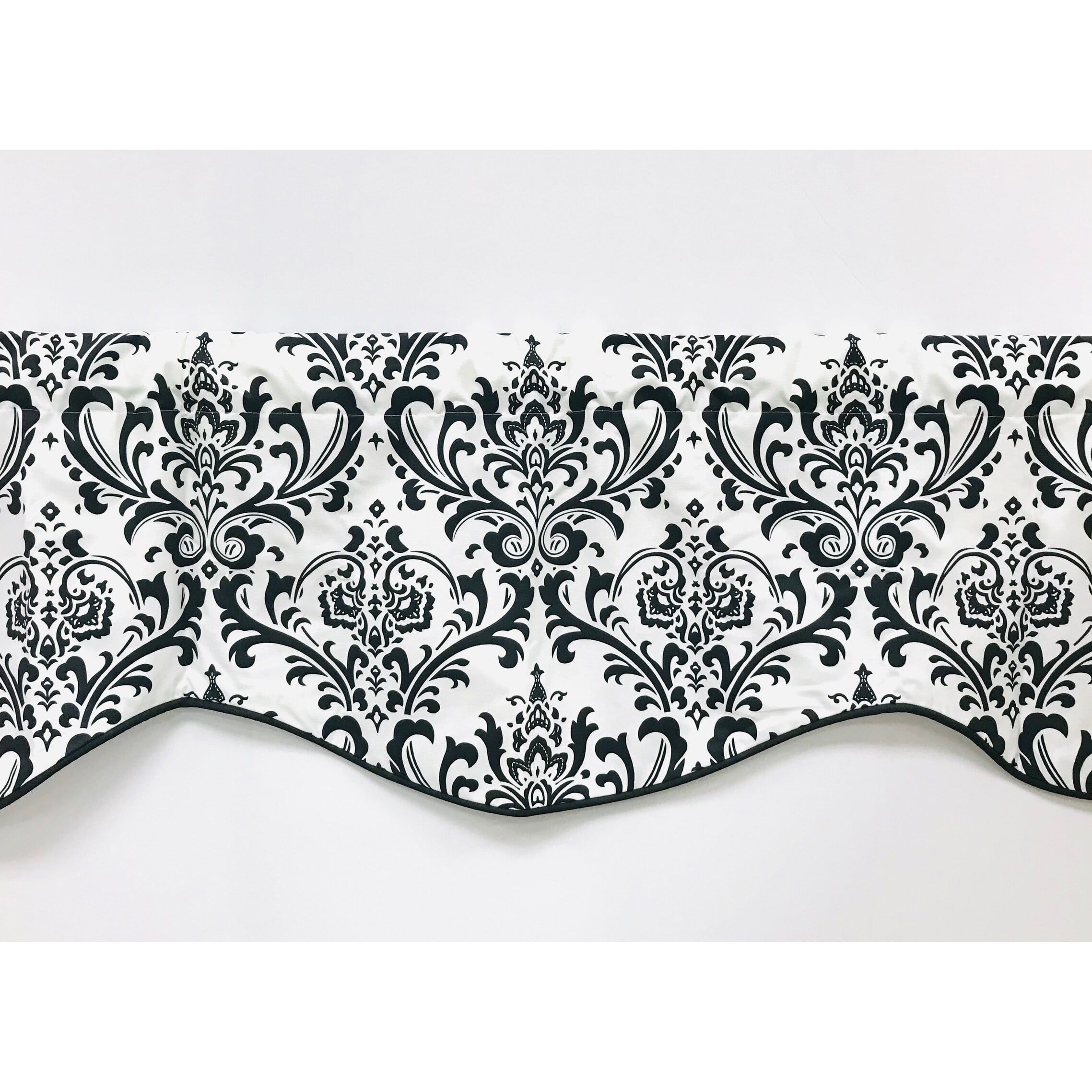 Arbor 50" Black and White Damask Valance