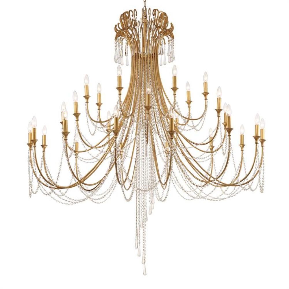 Arcadia 28-Light Antique Gold Crystal Chandelier