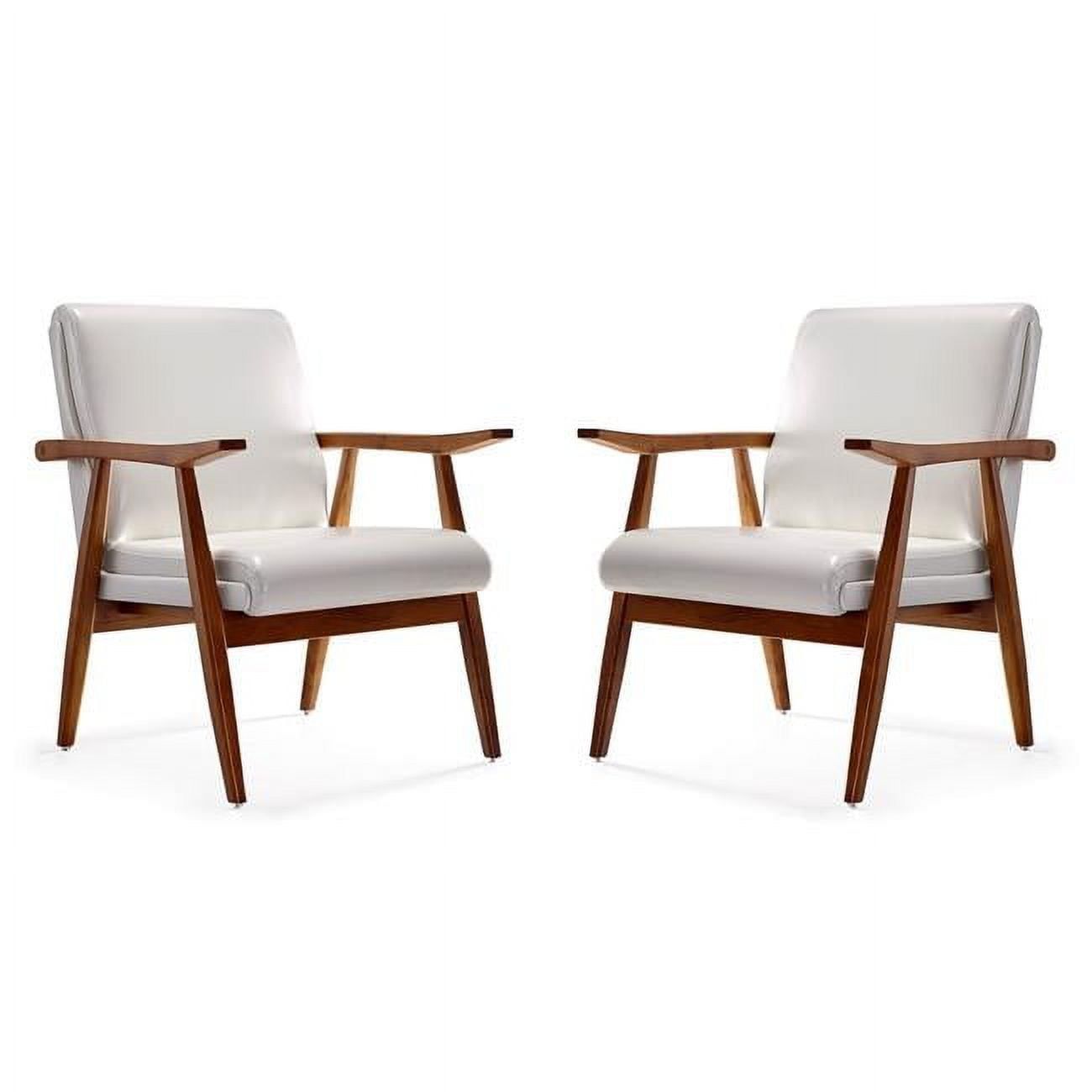 Archduke Mid-Century Modern White & Amber Faux Leather Accent Chair