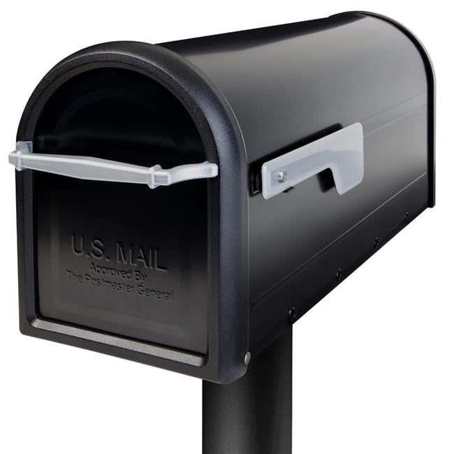 Chadwick Black Aluminum Post Mount Mailbox with Nickel Accents