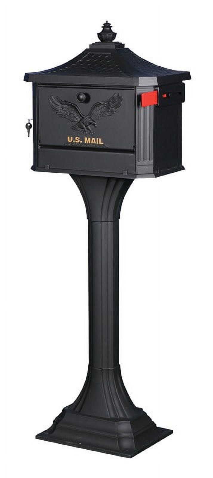 Large Black Lockable Aluminum Pedestal Mailbox with Post