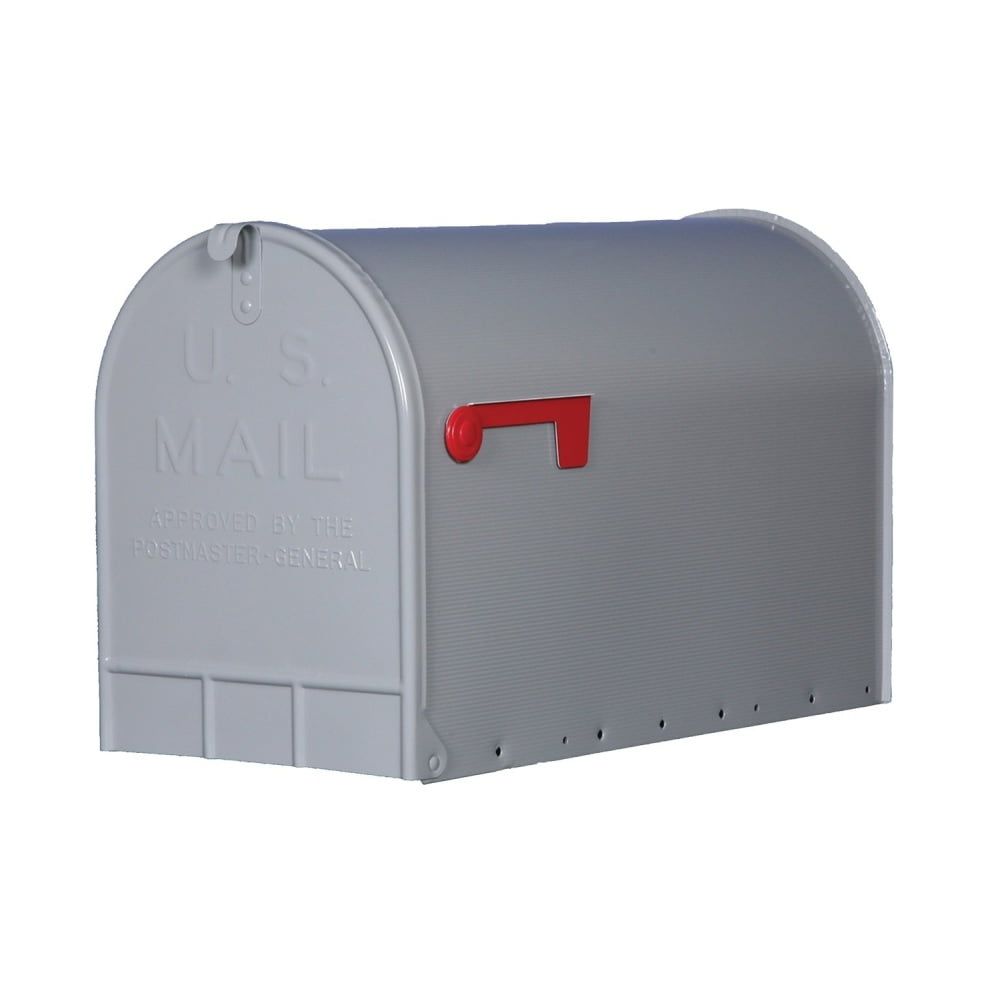 Extra Large Gray Steel Post Mount Mailbox