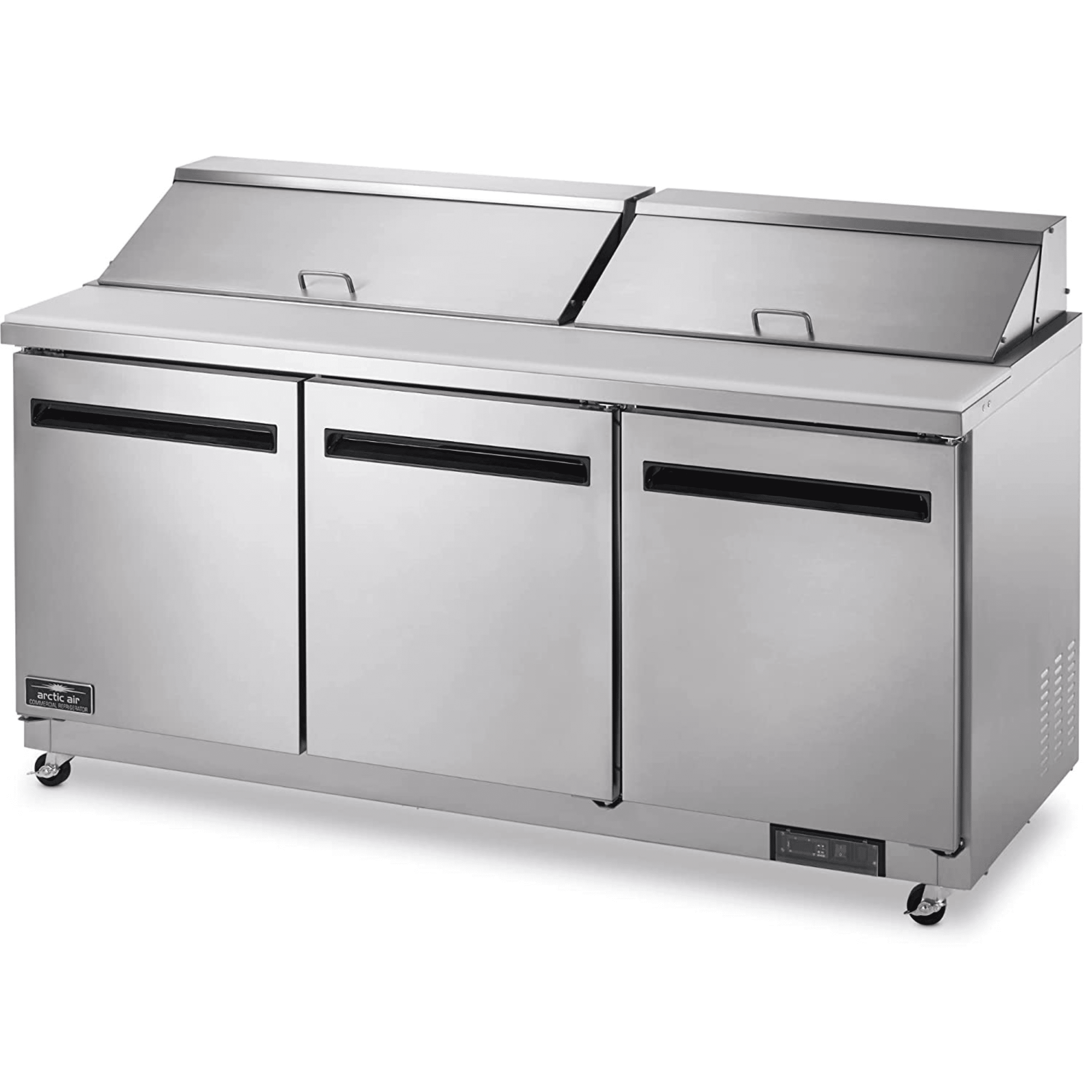 Stainless Steel 71.5" Three-Door Refrigerated Prep Table