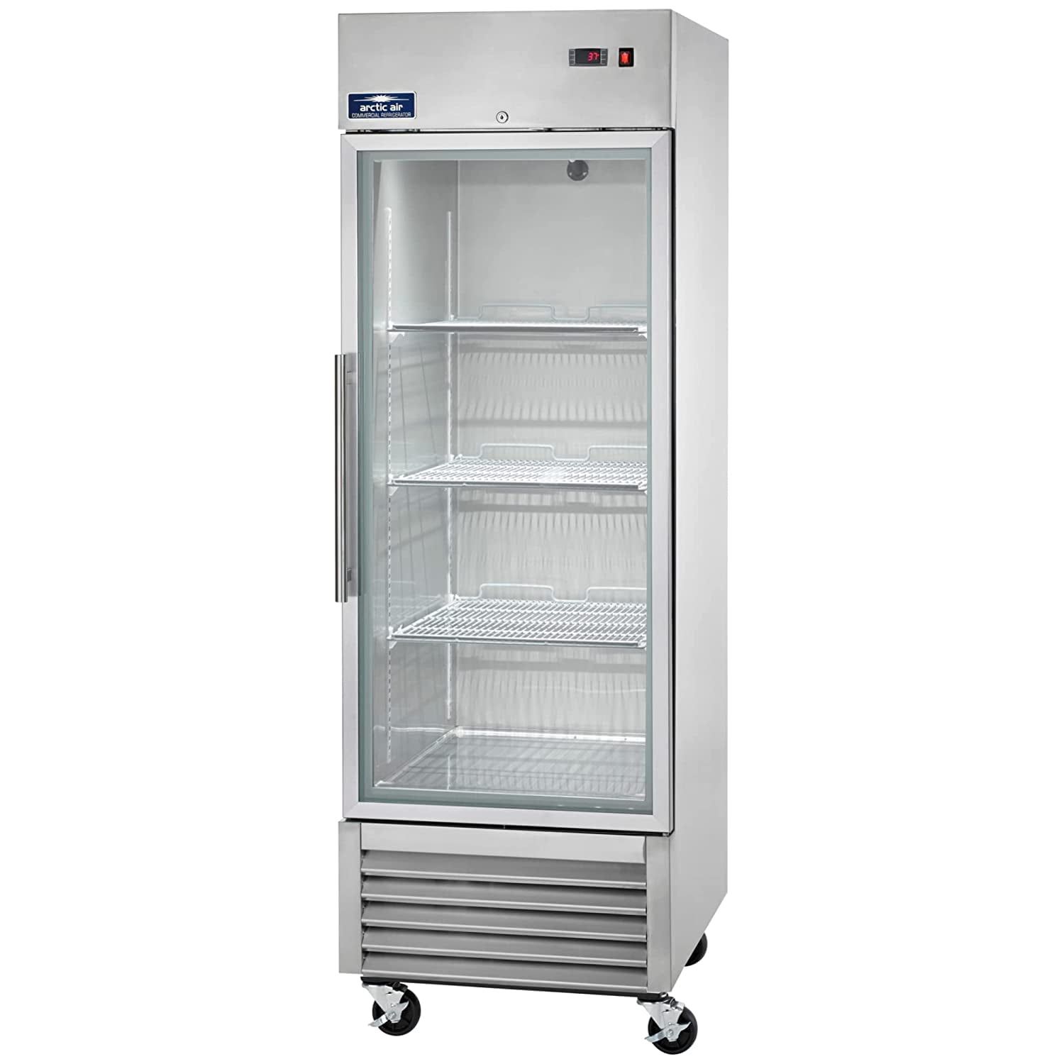 Stainless Steel Single Door Glass Reach-In Refrigerator