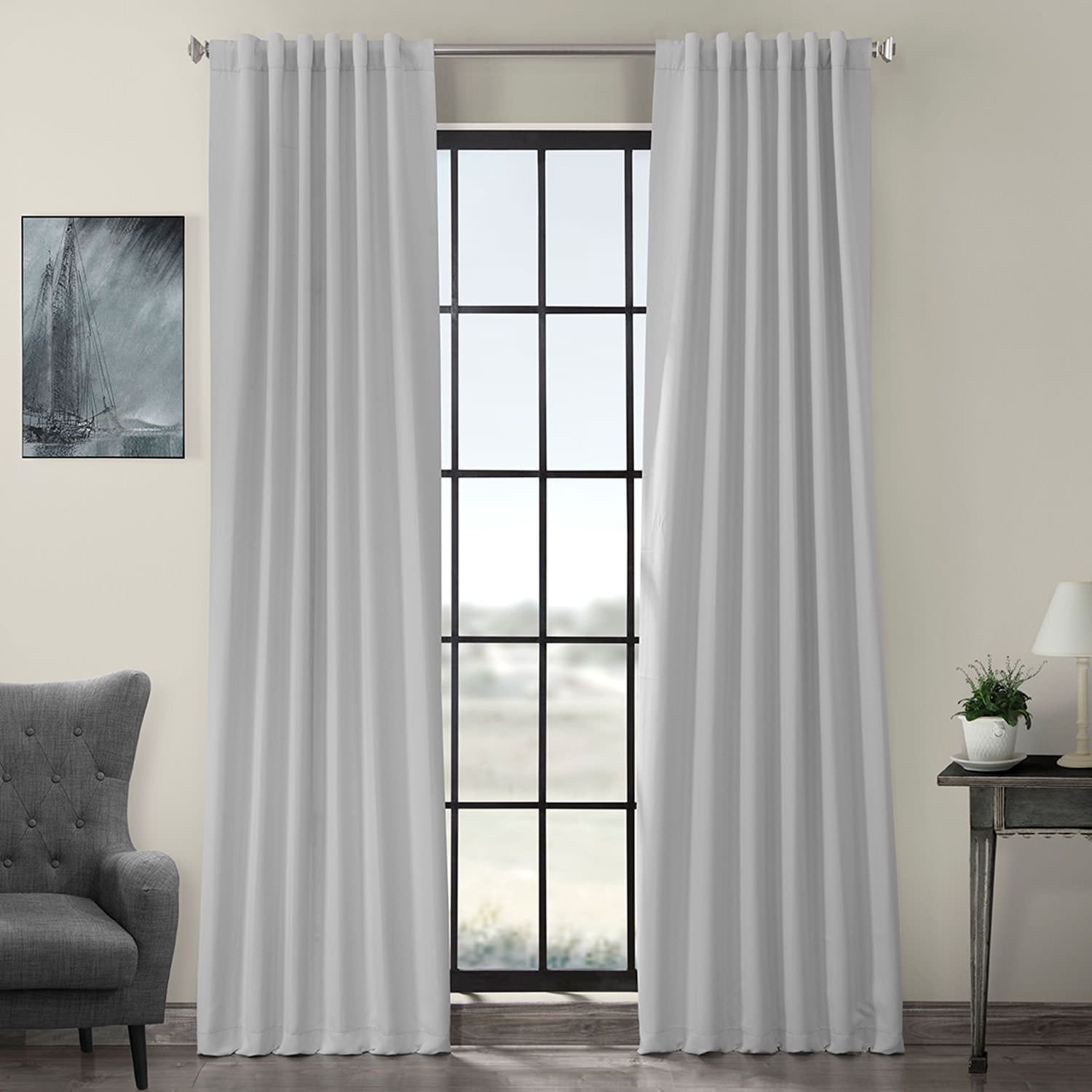 Arctic Grey Polyester Blackout Room Darkening Curtain Panel