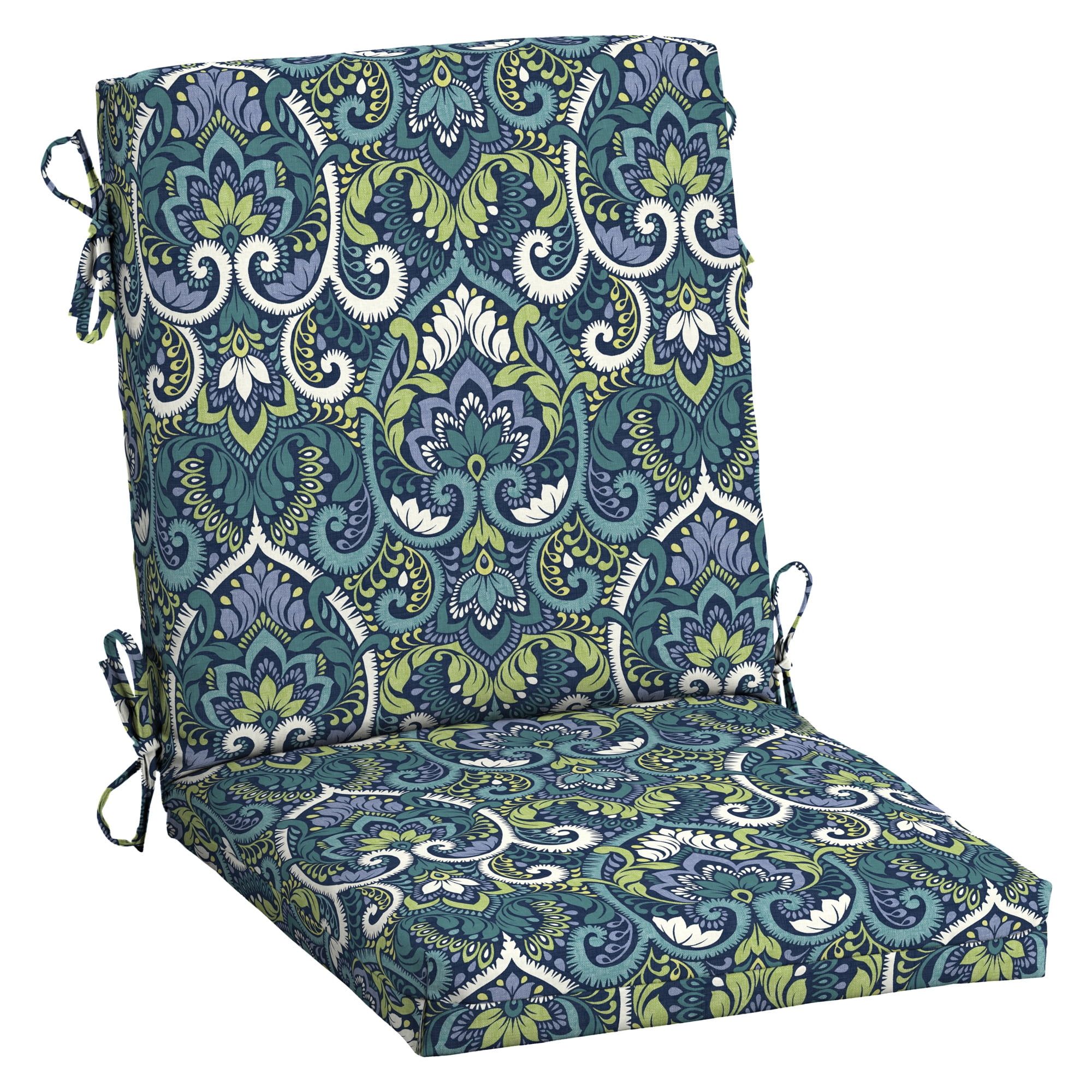 Sapphire Aurora Damask Outdoor Dining Chair Cushion