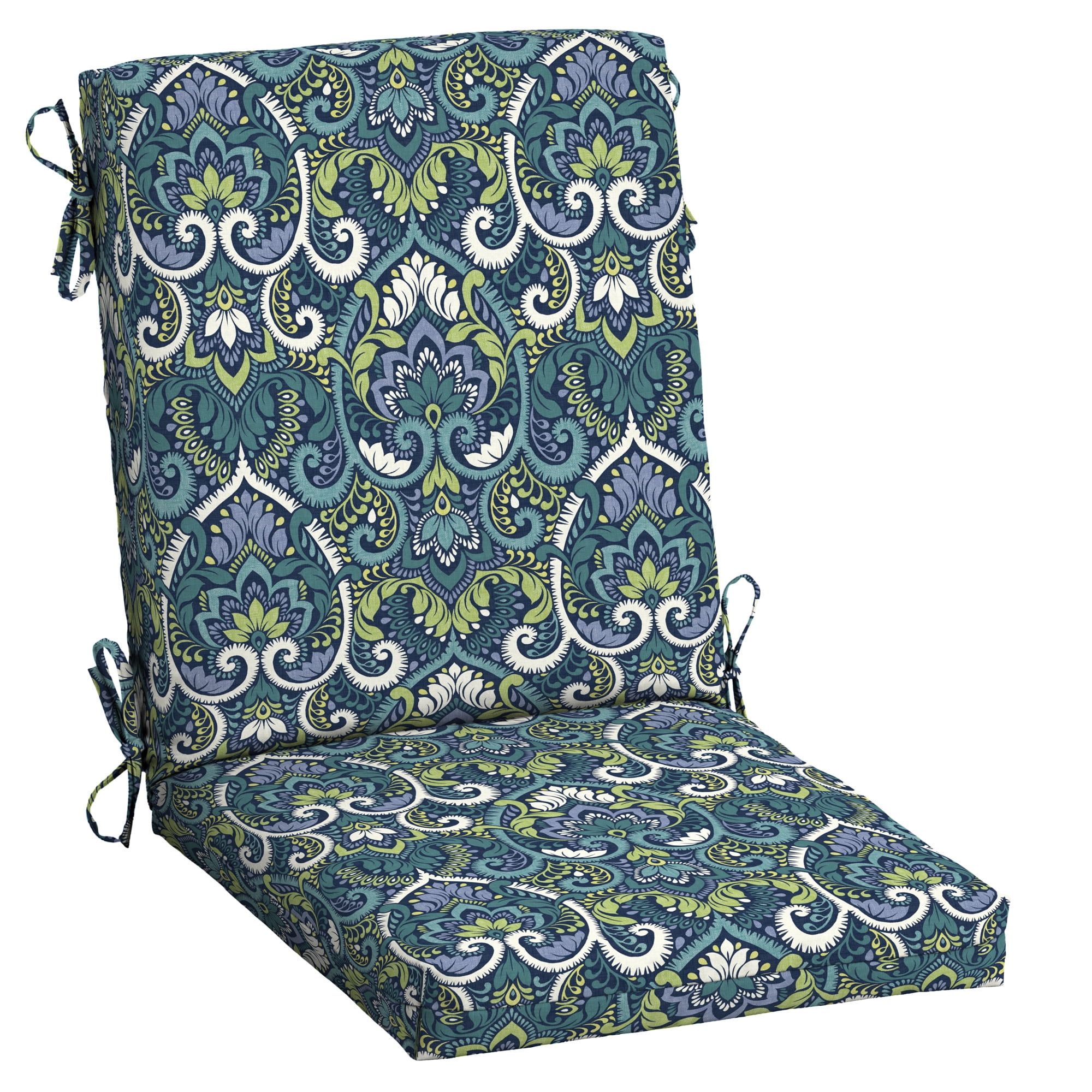 Sapphire Blue High Back Outdoor Dining Chair Cushion