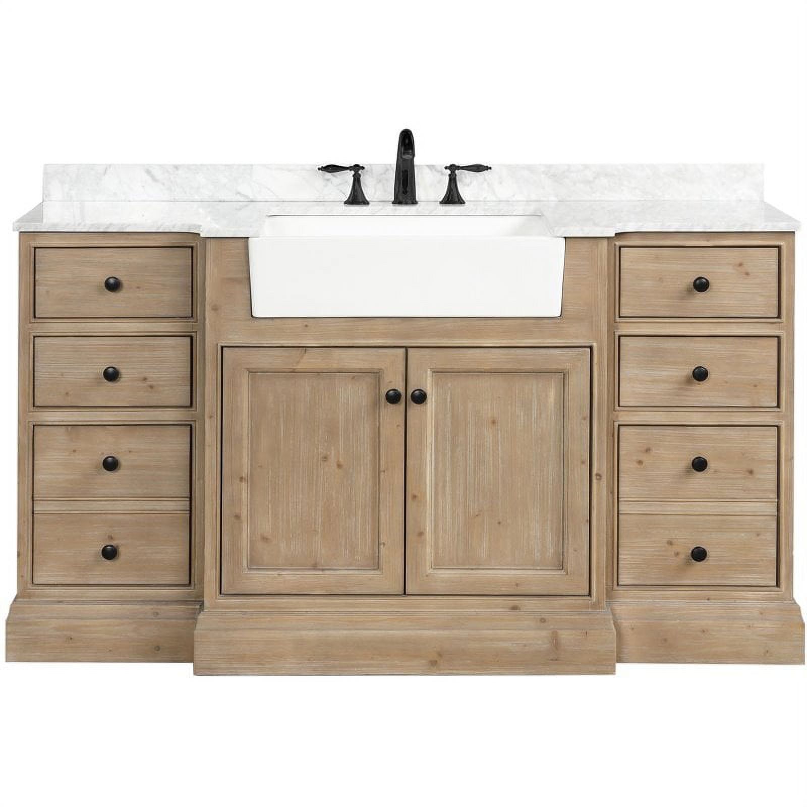 Kelly 60" Weathered Fir Wood Bathroom Vanity with Marble Top