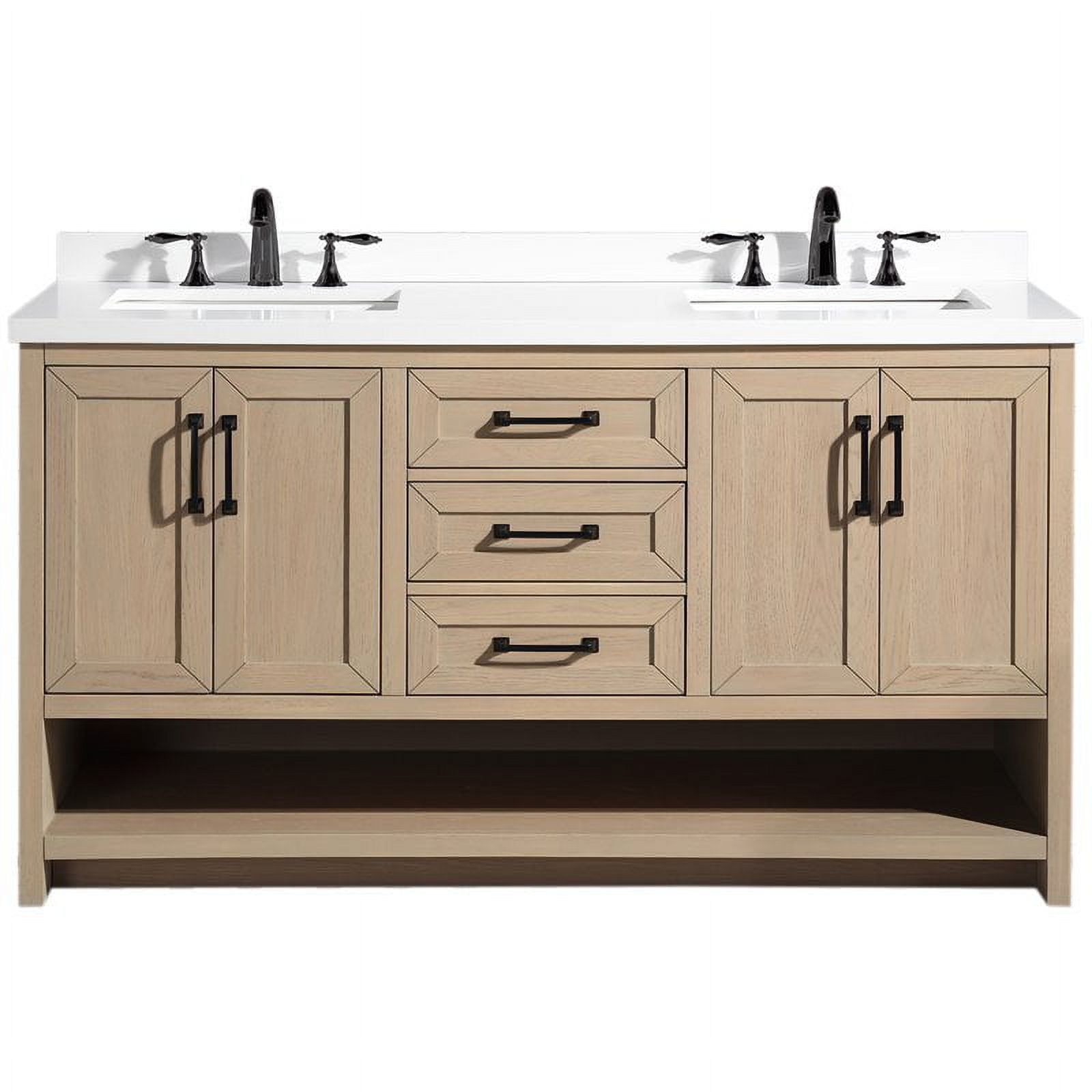 Venice 60" Oak Gray Solid Wood Double Bathroom Vanity