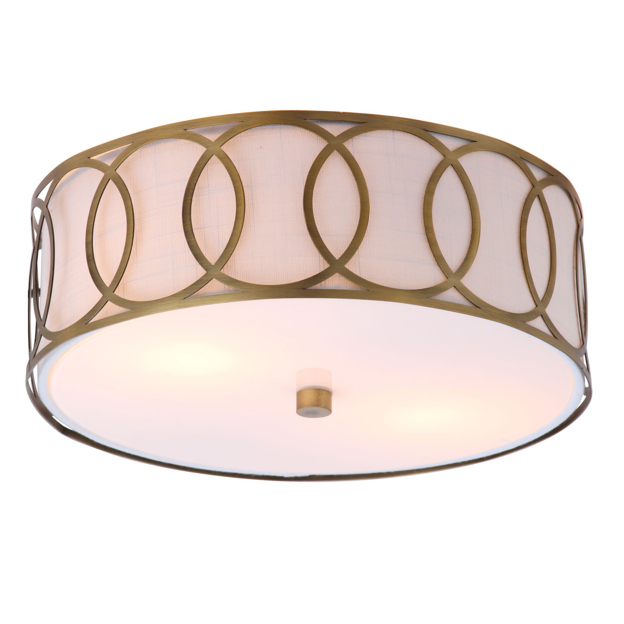 Elegant 12.25" Brass Gold LED Ceiling Light with Linen Shade