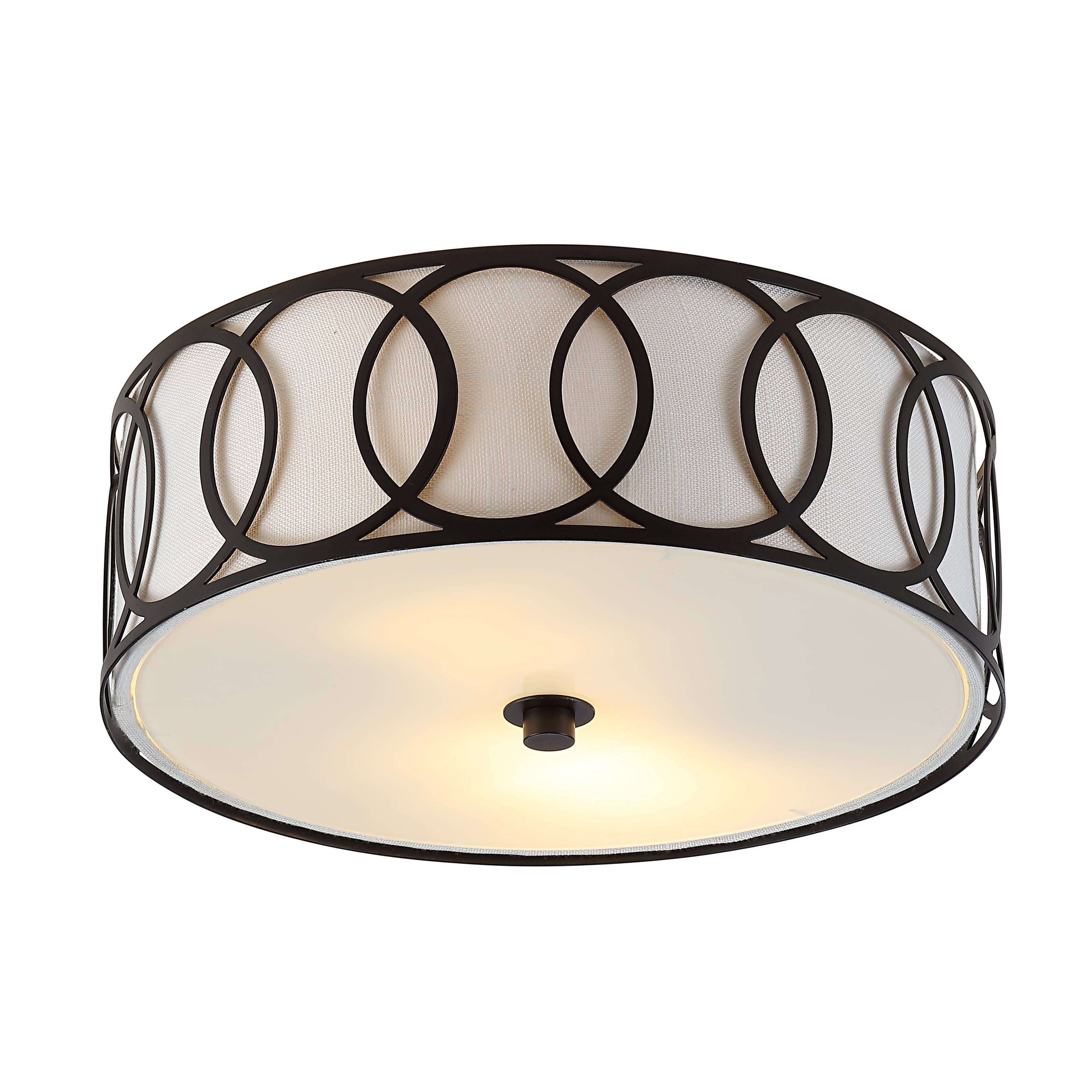 Eloise 12.25" Linen Drum Flush Mount in Oil Rubbed Bronze