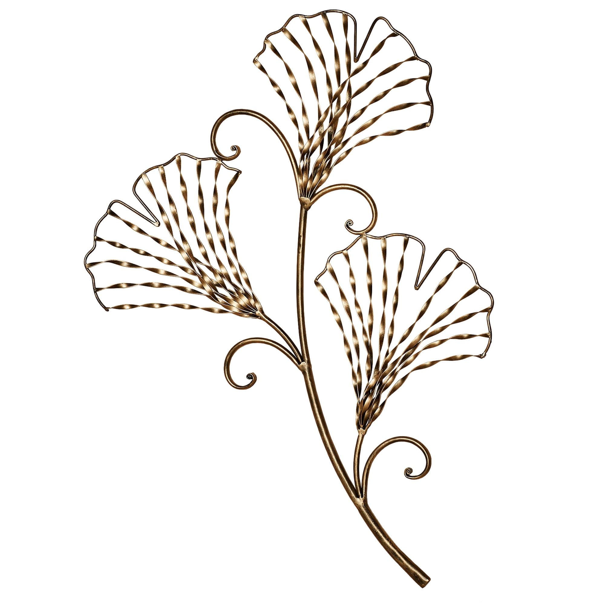 Aria Golden Bronze Ginkgo Leaf Metal Wall Sculpture