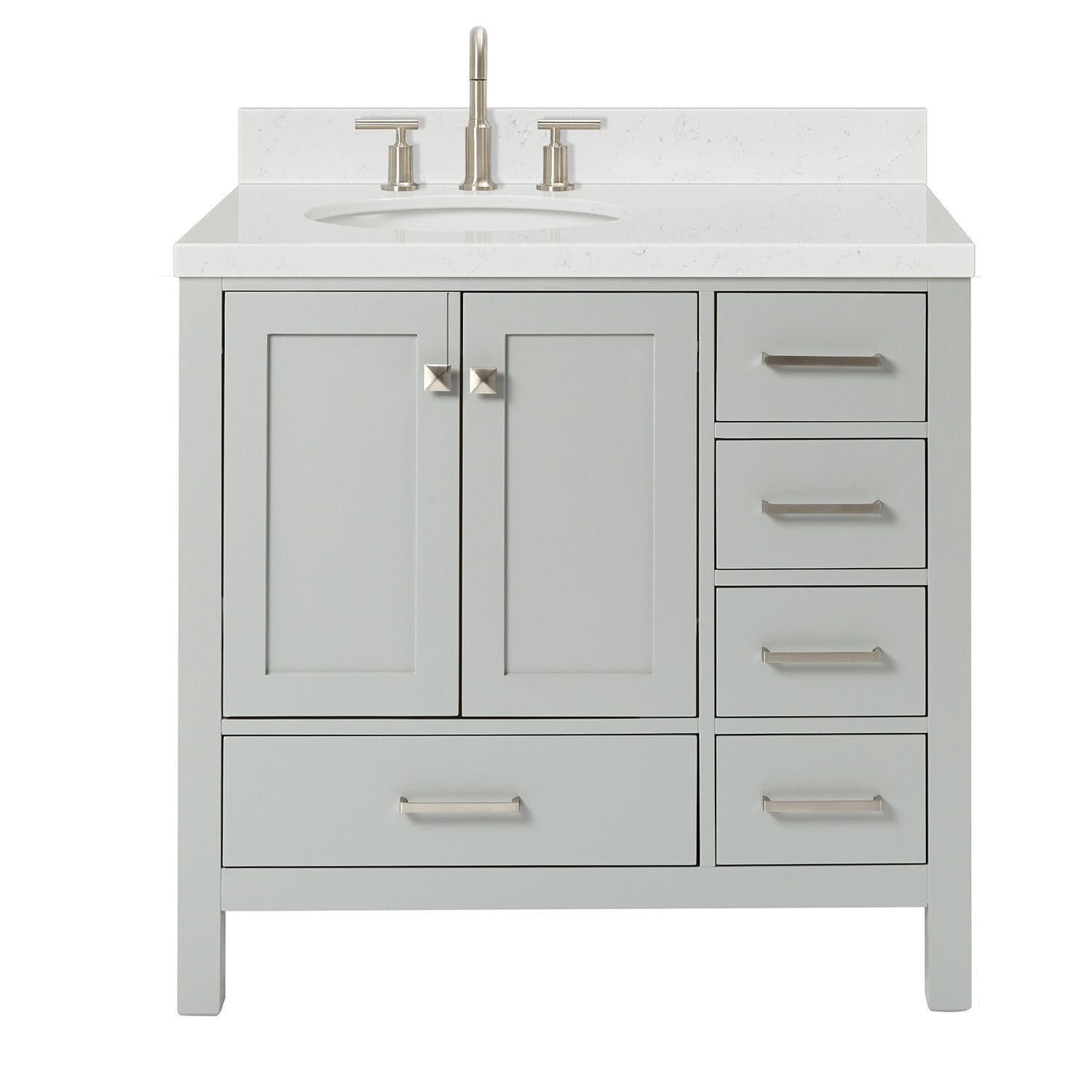 Cambridge 36" Gray Wood Vanity with Quartz Top
