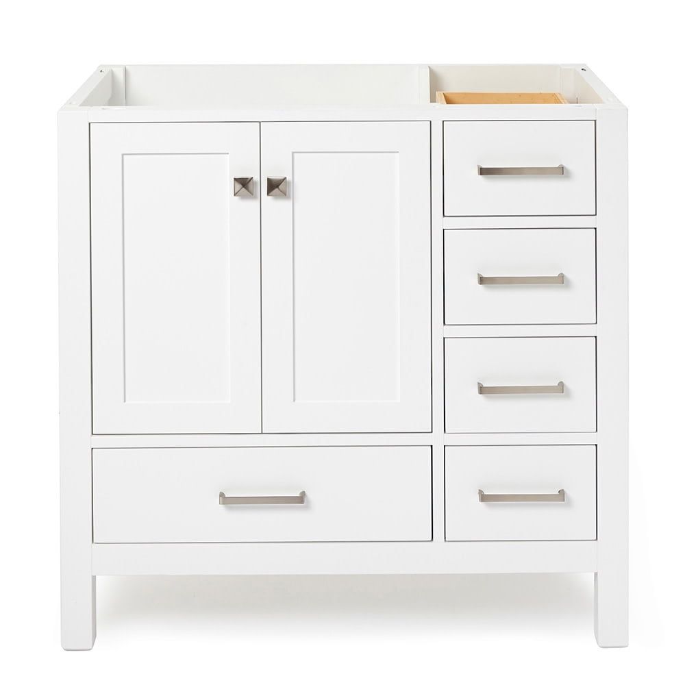 Ariel 36" White Solid Wood Freestanding Vanity Cabinet