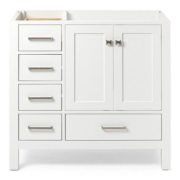 Cambridge 36" White Solid Wood Freestanding Bathroom Vanity Cabinet