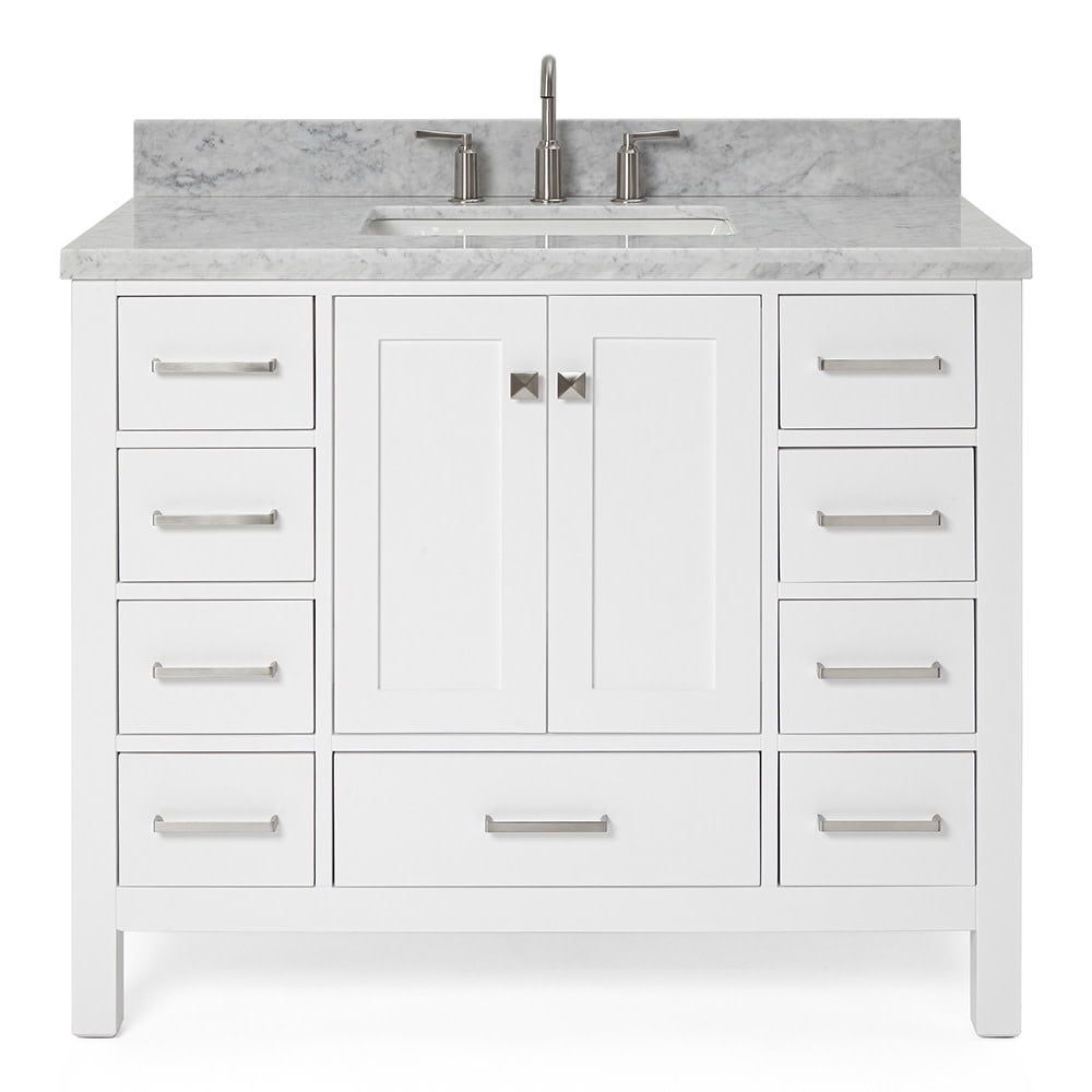 Cambridge 43" White Marble Single Basin Vanity Set