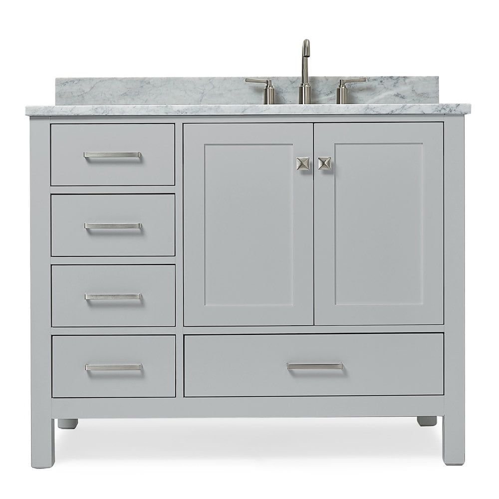 Cambridge 43" Gray Freestanding Vanity with White Marble Top