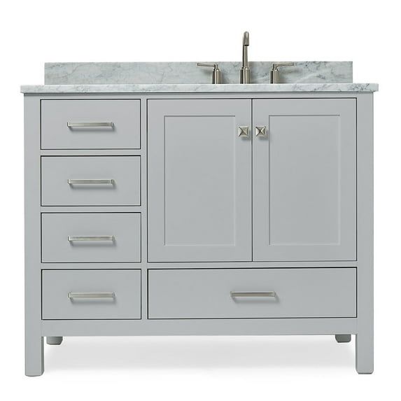 Cambridge 43" Gray Freestanding Vanity with White Marble Top