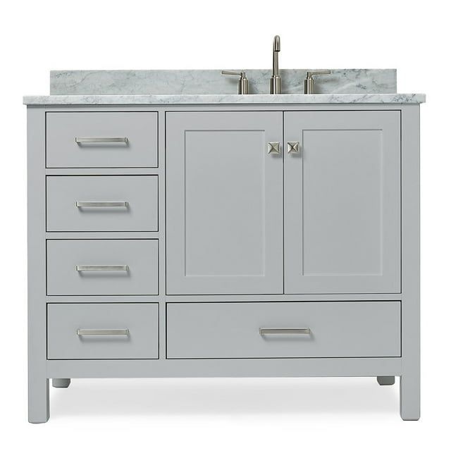 Cambridge 43" Gray Freestanding Vanity with White Marble Top