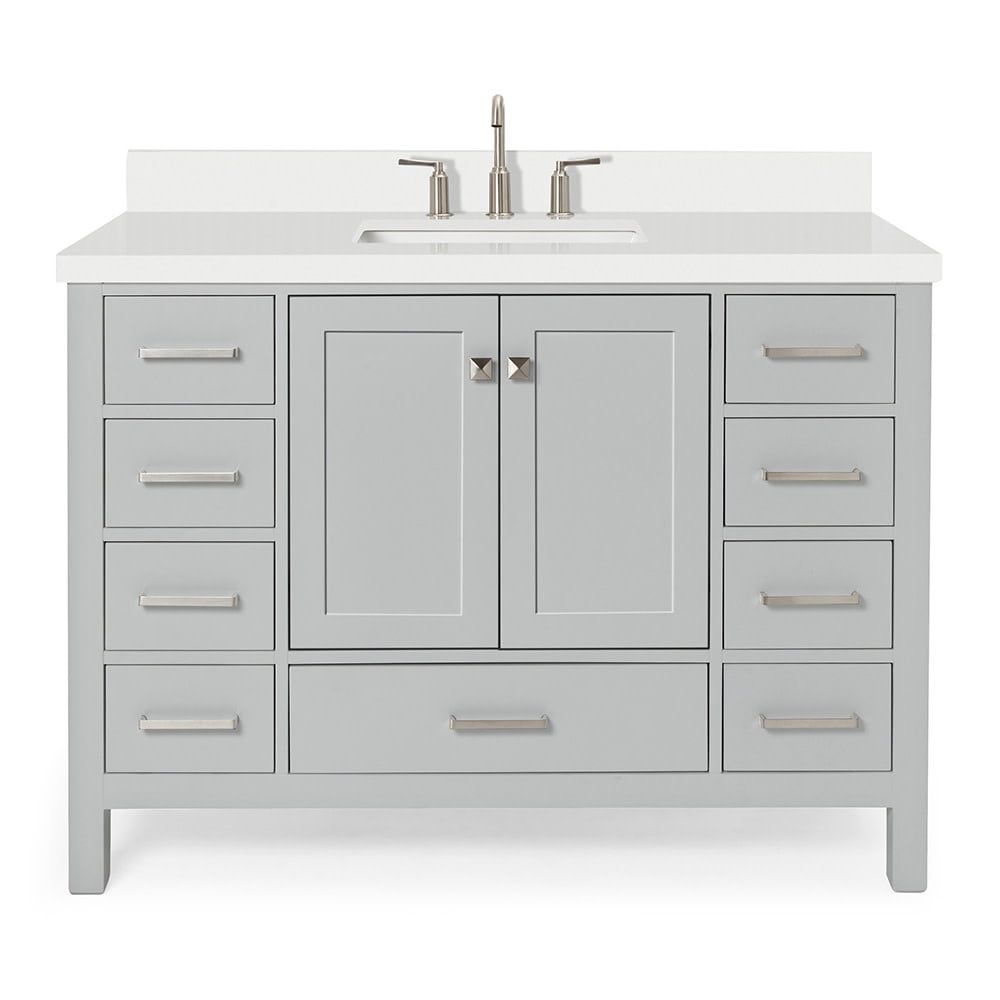 Cambridge 49" Gray Painted Freestanding Single Vanity with Quartz Top