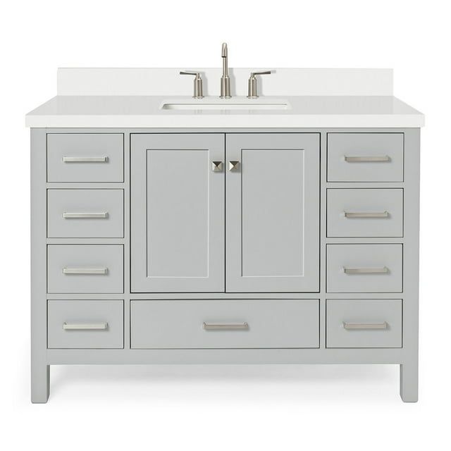 Cambridge 49" Gray Painted Freestanding Single Vanity with Quartz Top