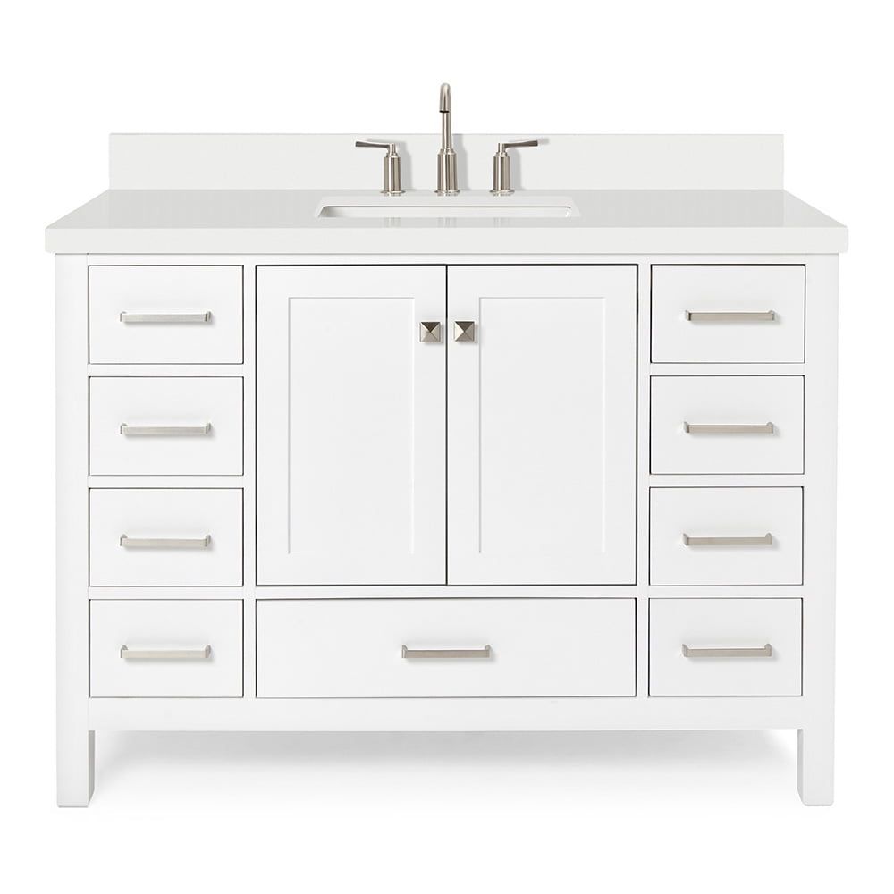 Cambridge 49" White Painted Freestanding Single Sink Vanity with Quartz Top