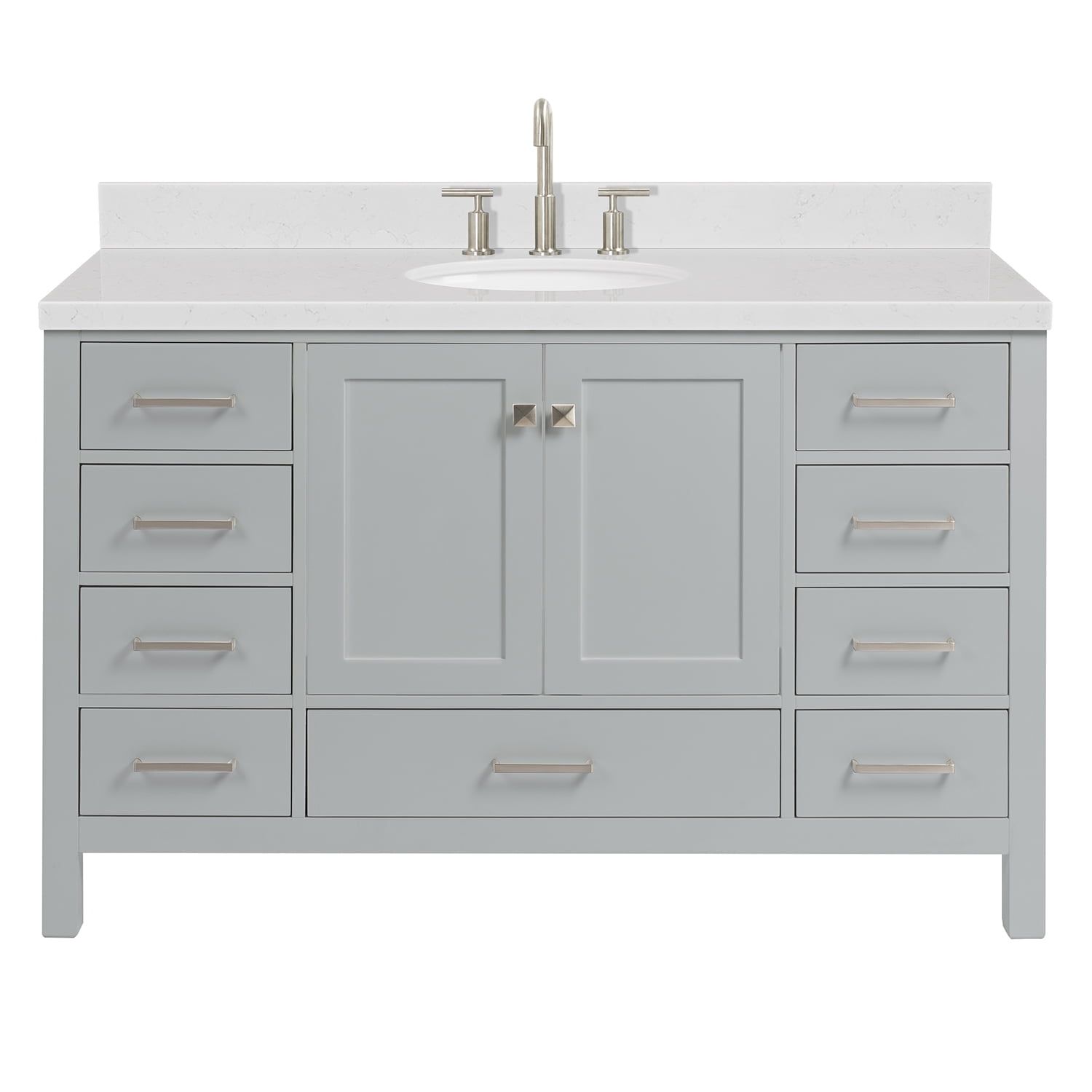 Cambridge 54" Gray Freestanding Single Basin Vanity with Shaker Doors