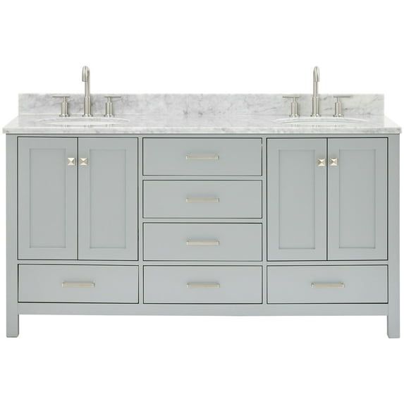 Cambridge 67" Gray Double Freestanding Vanity with Marble Top