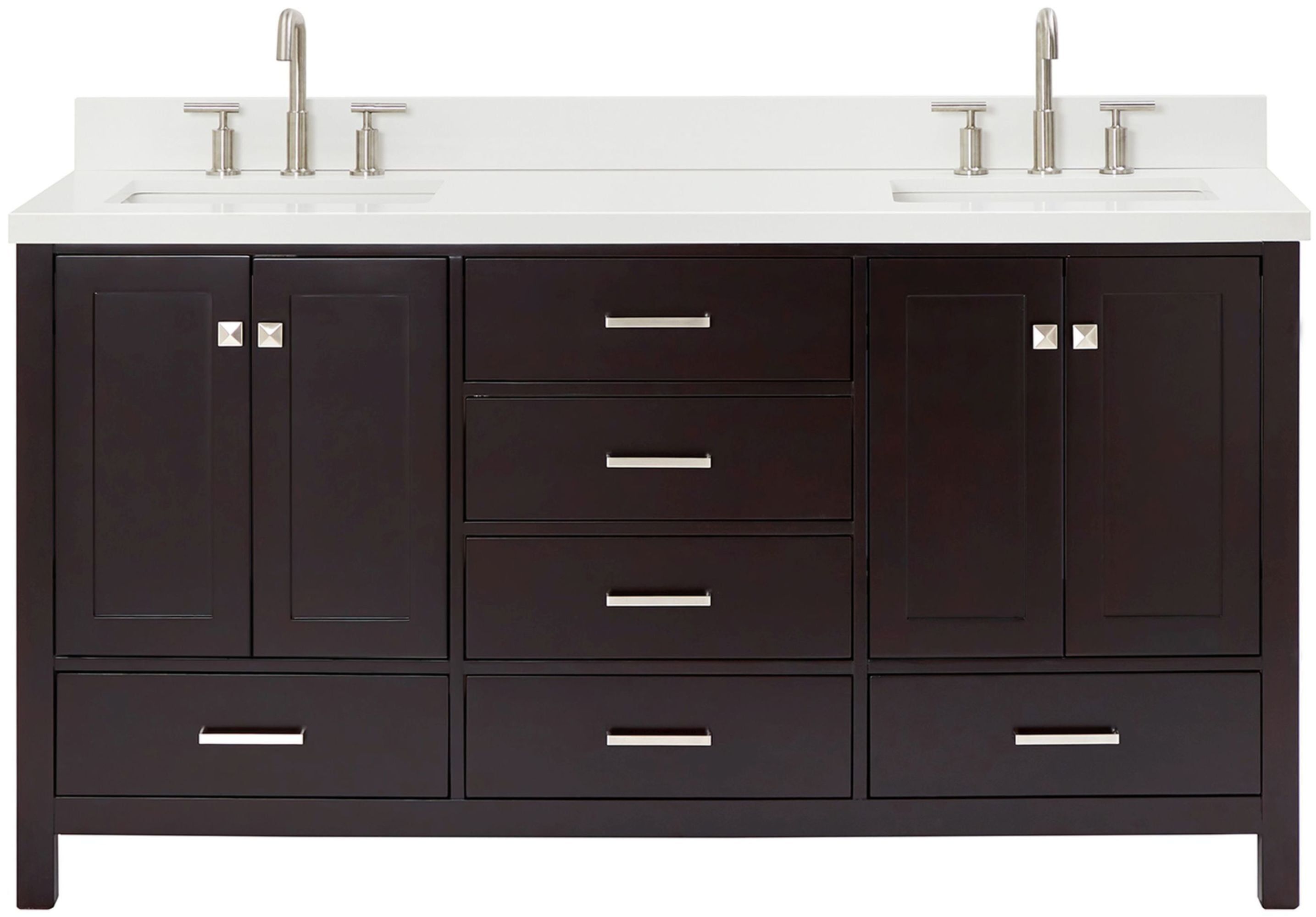 Espresso Wood Freestanding Double Vanity with White Ceramic Top