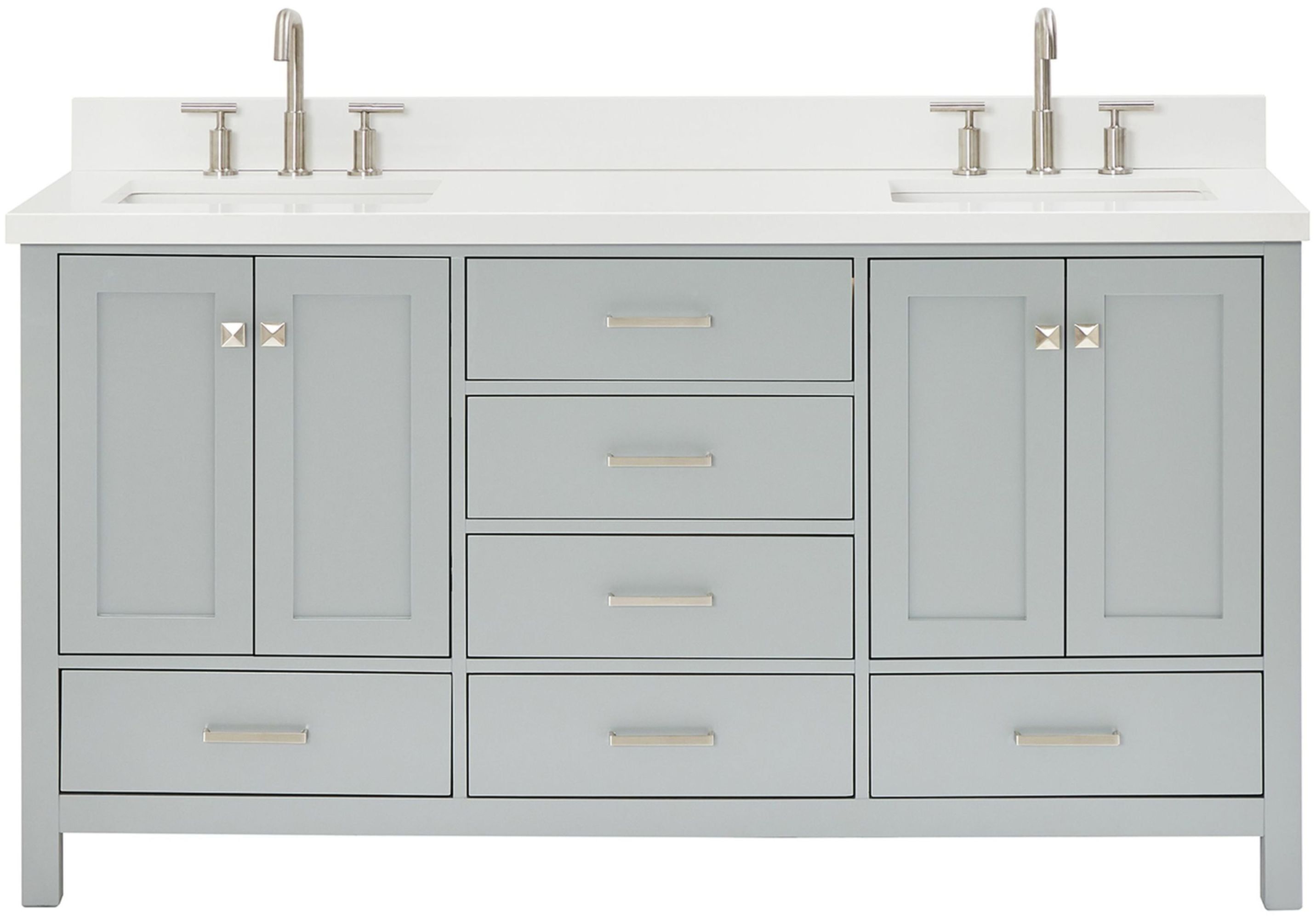 Cambridge 67" Grey Double Vanity with Quartz Top