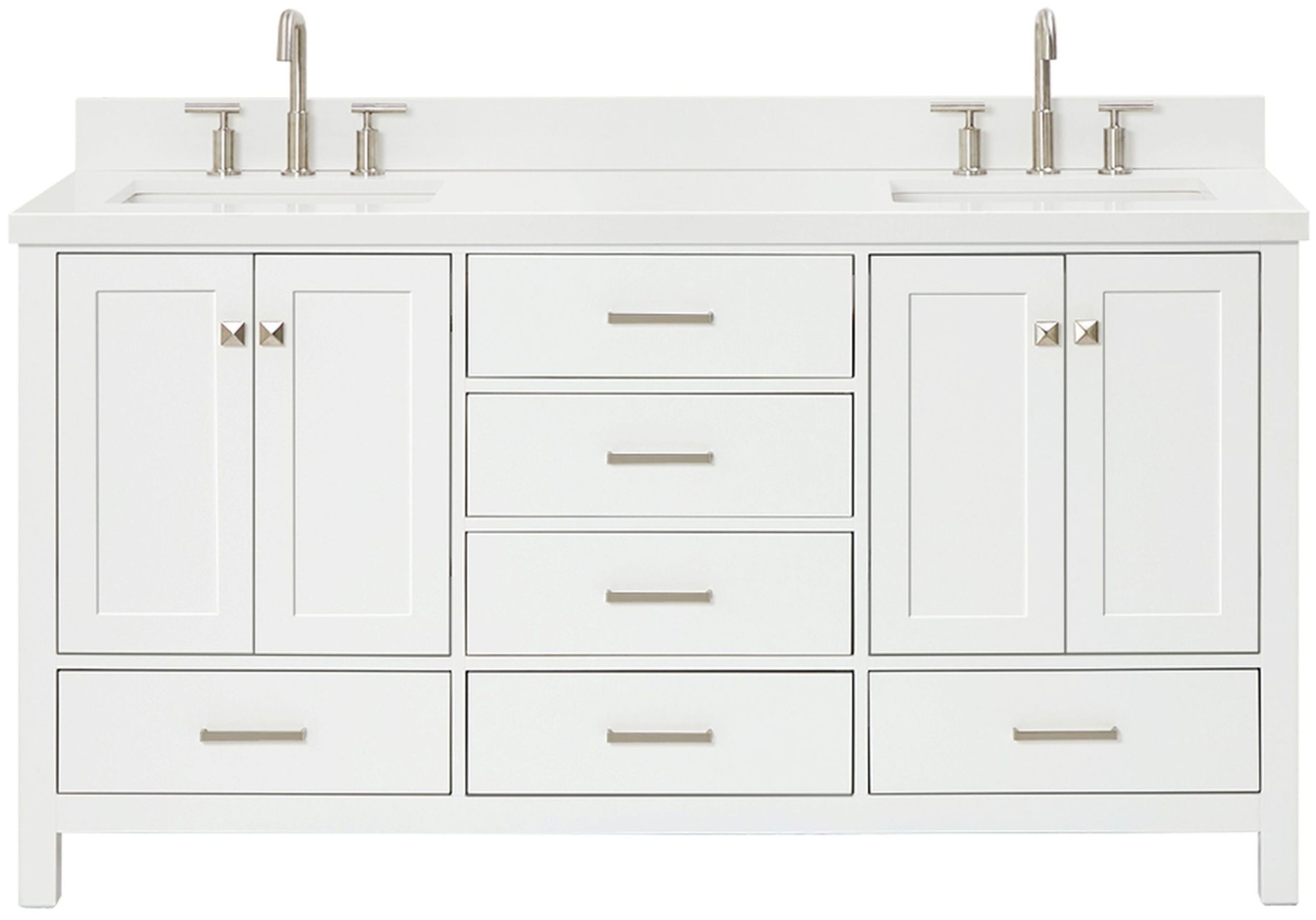 White Quartz Double Vanity with Rectangular Sinks