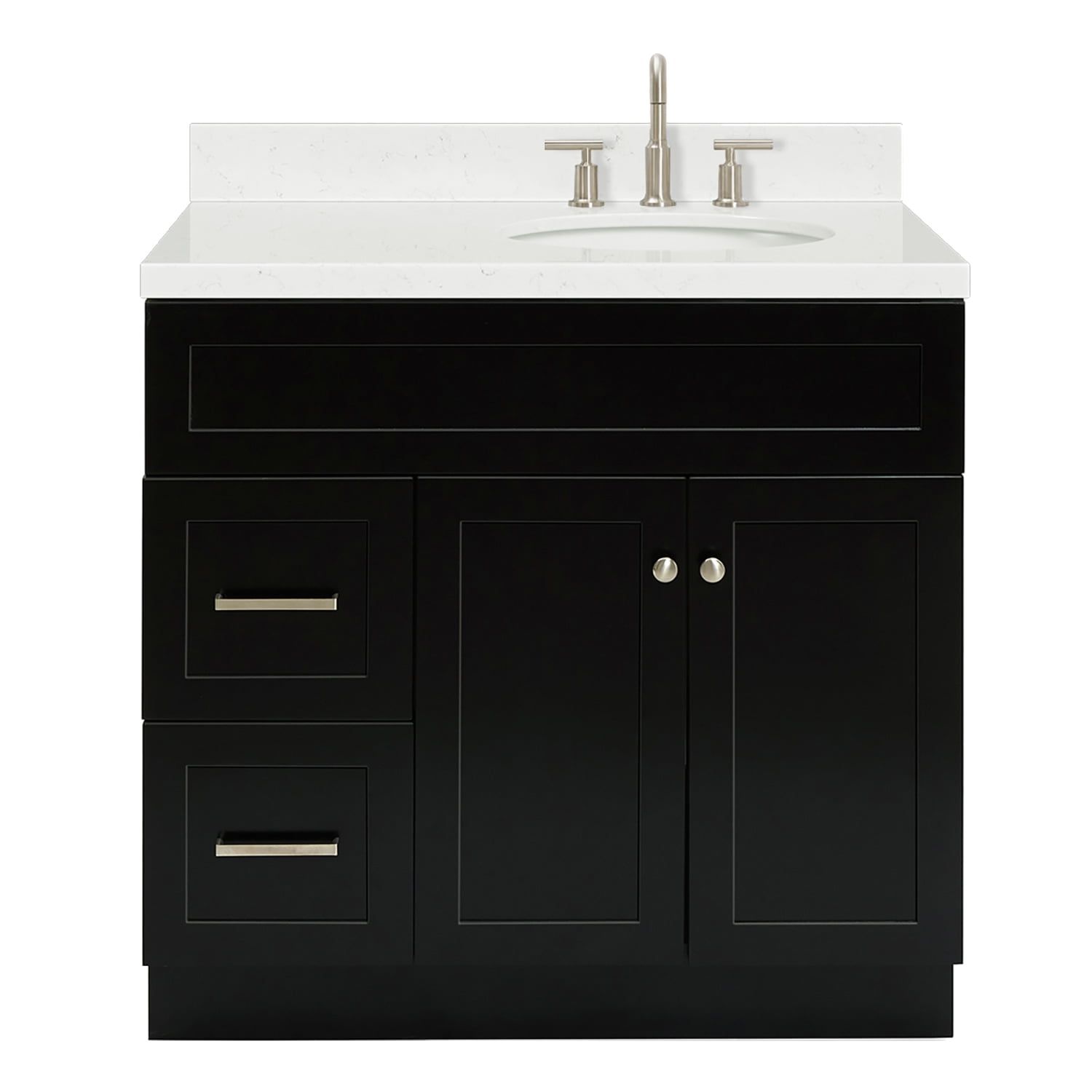 Hamlet 36" Black Wood Single Basin Vanity with Quartz Top