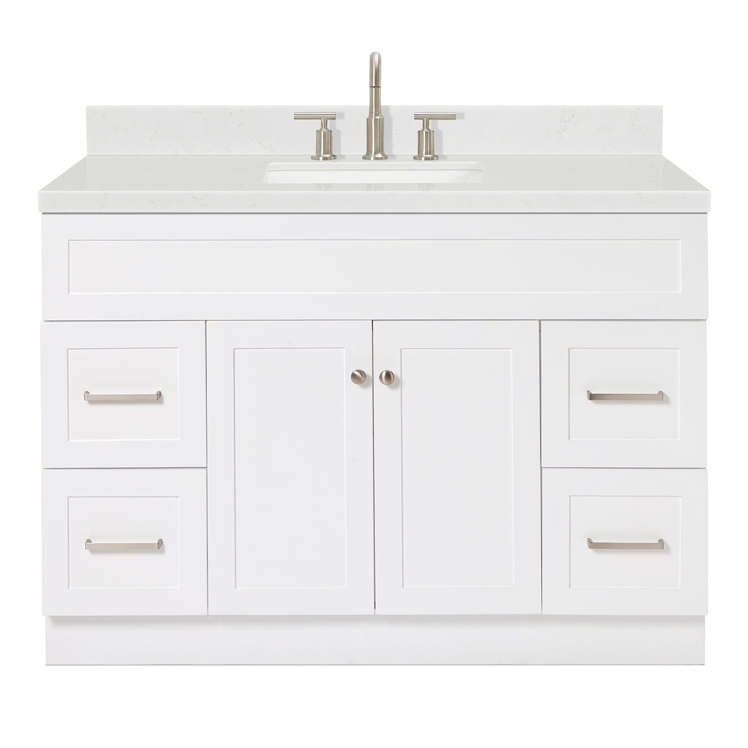 Hamlet 48" White Freestanding Single Basin Vanity with Quartz Top