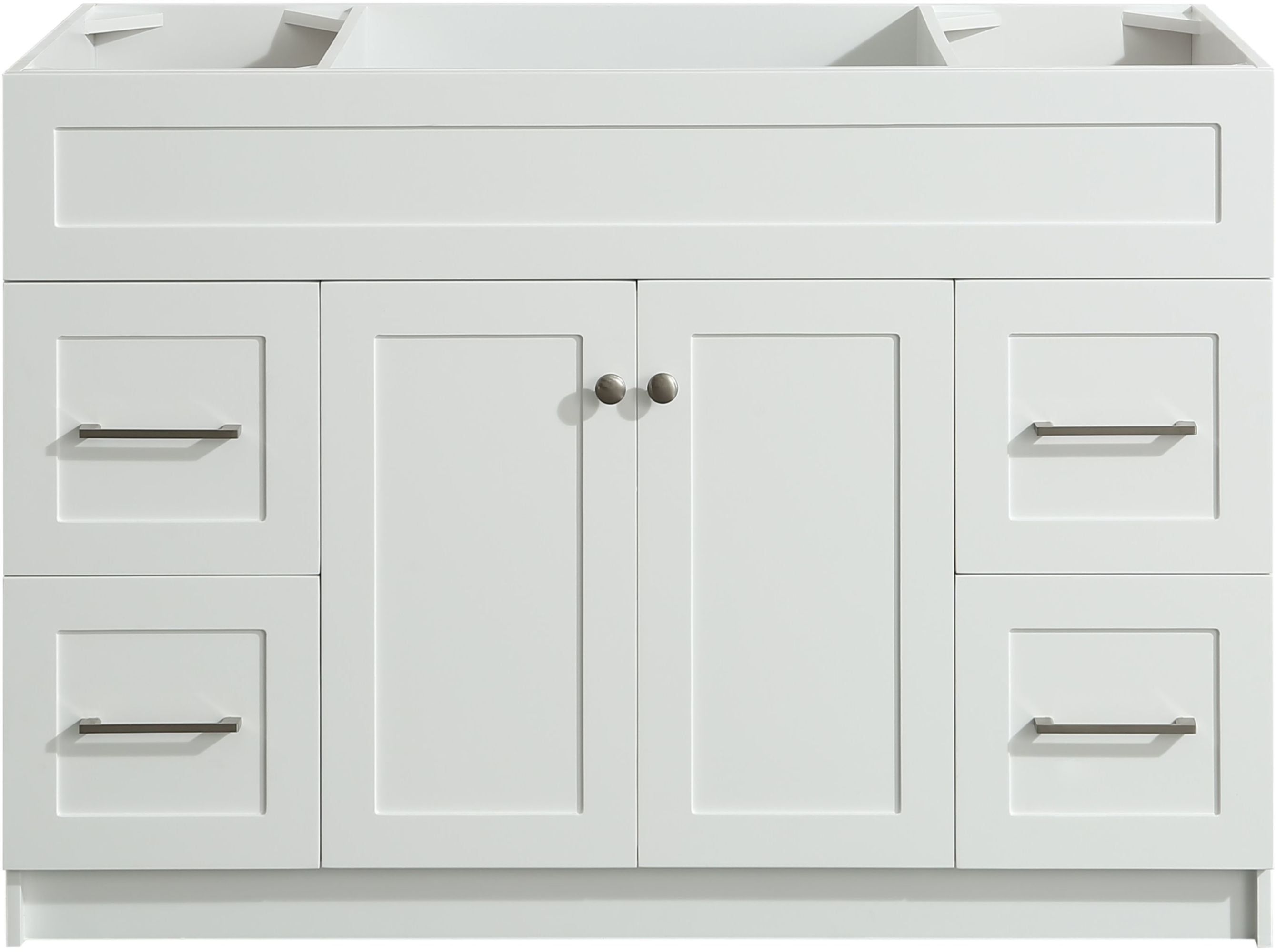 Hamlet 48" White Freestanding Single Vanity Cabinet with Nickel Hardware