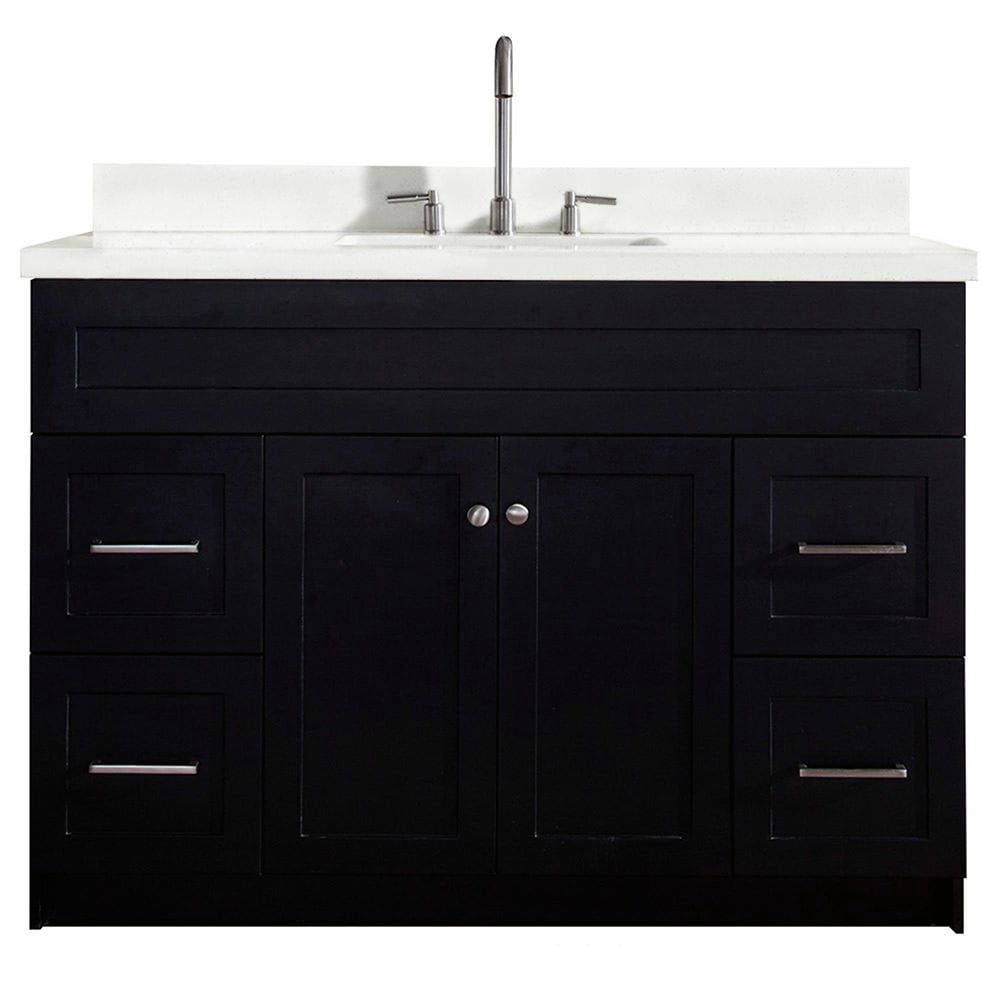 Hamlet 49" Black Wood Vanity with White Quartz Top